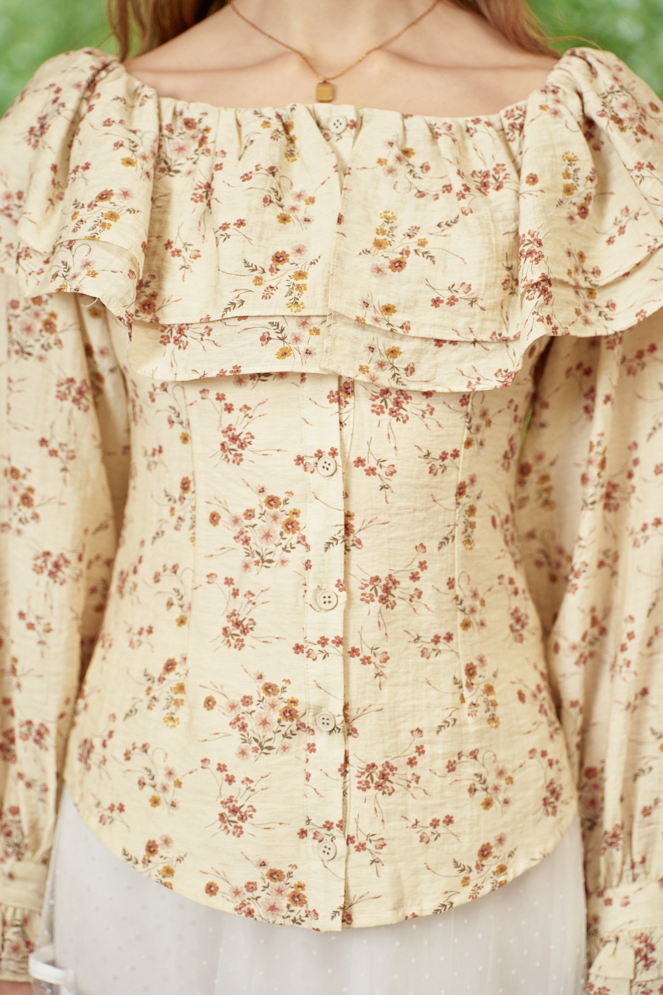 RP2876 - Vintage Poet Floral Ruffle Top (2S-2M-2L)