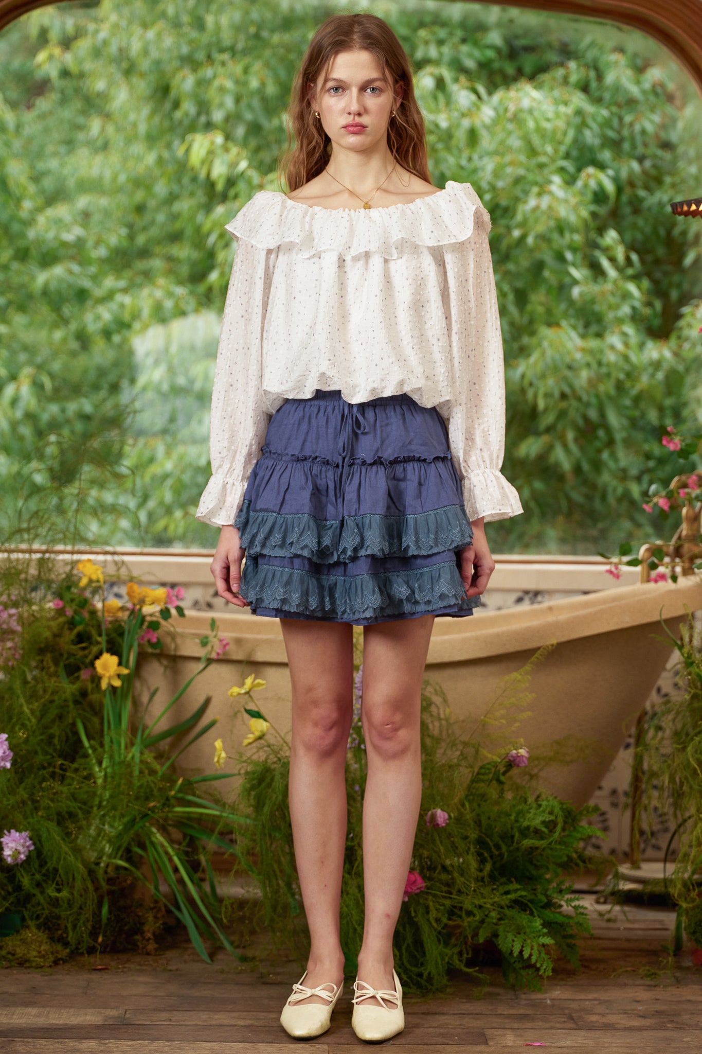 RP2852 - Cloud Dot Ruffle Blouse (2S-2M-2L)