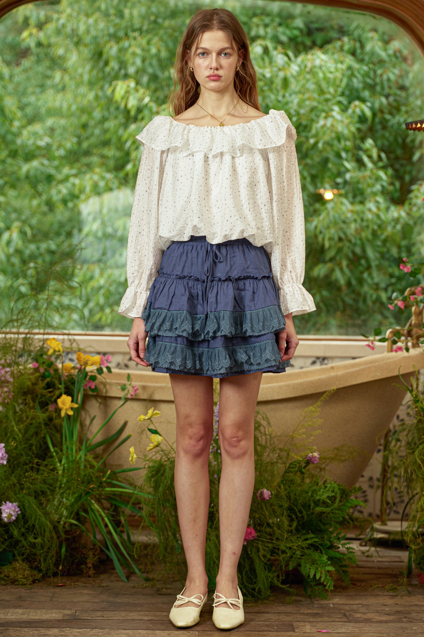 RP2852 - Cloud Dot Ruffle Blouse (2S-2M-2L)