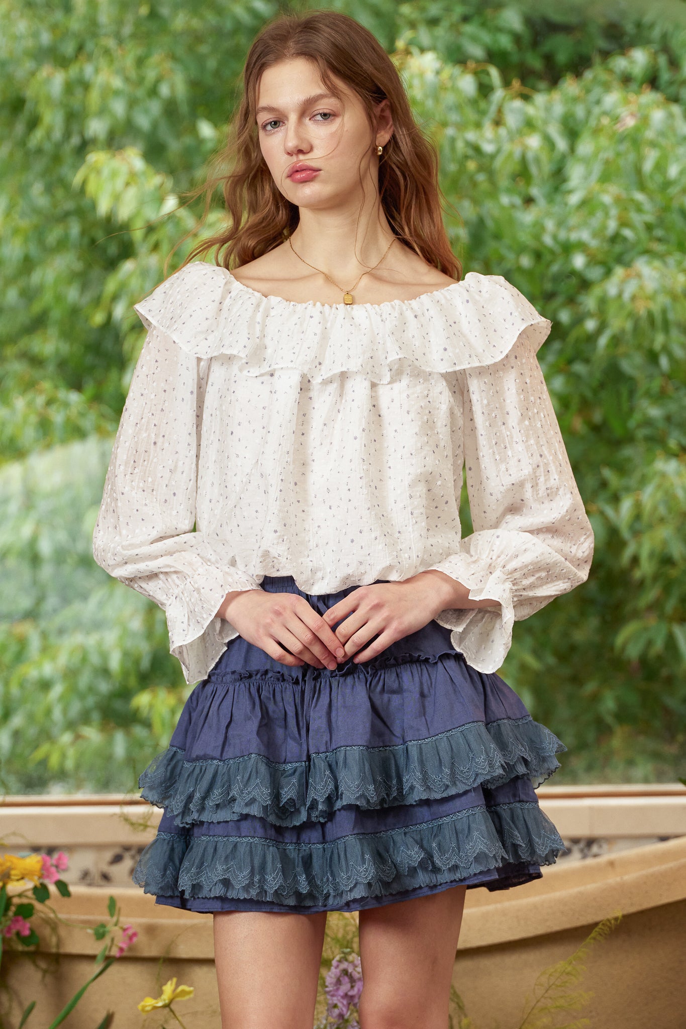 RP2852 - Cloud Dot Ruffle Blouse (2S-2M-2L)