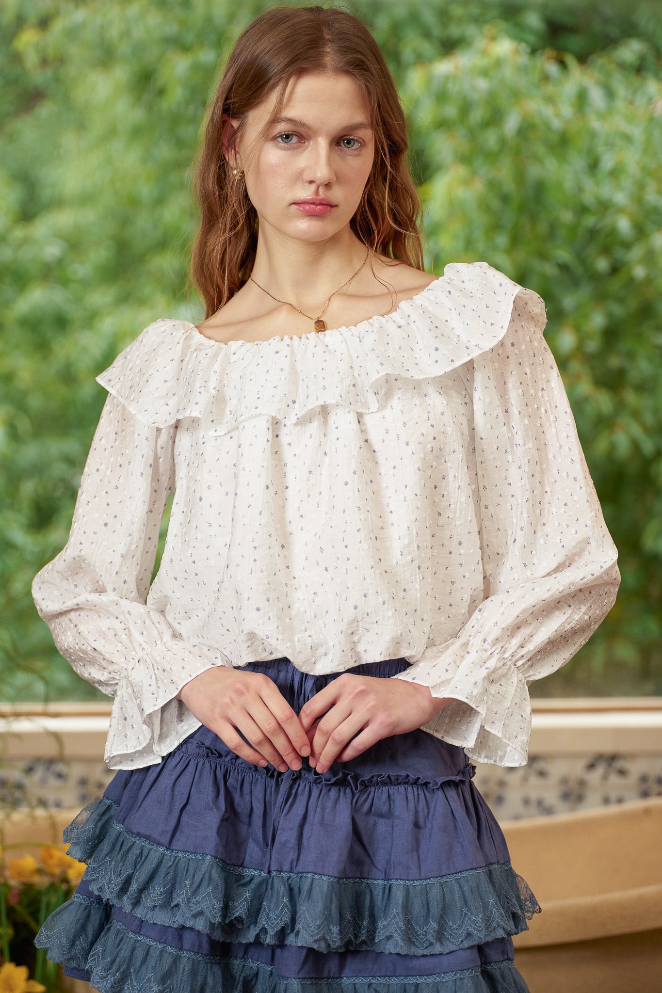 RP2852 - Cloud Dot Ruffle Blouse (2S-2M-2L)