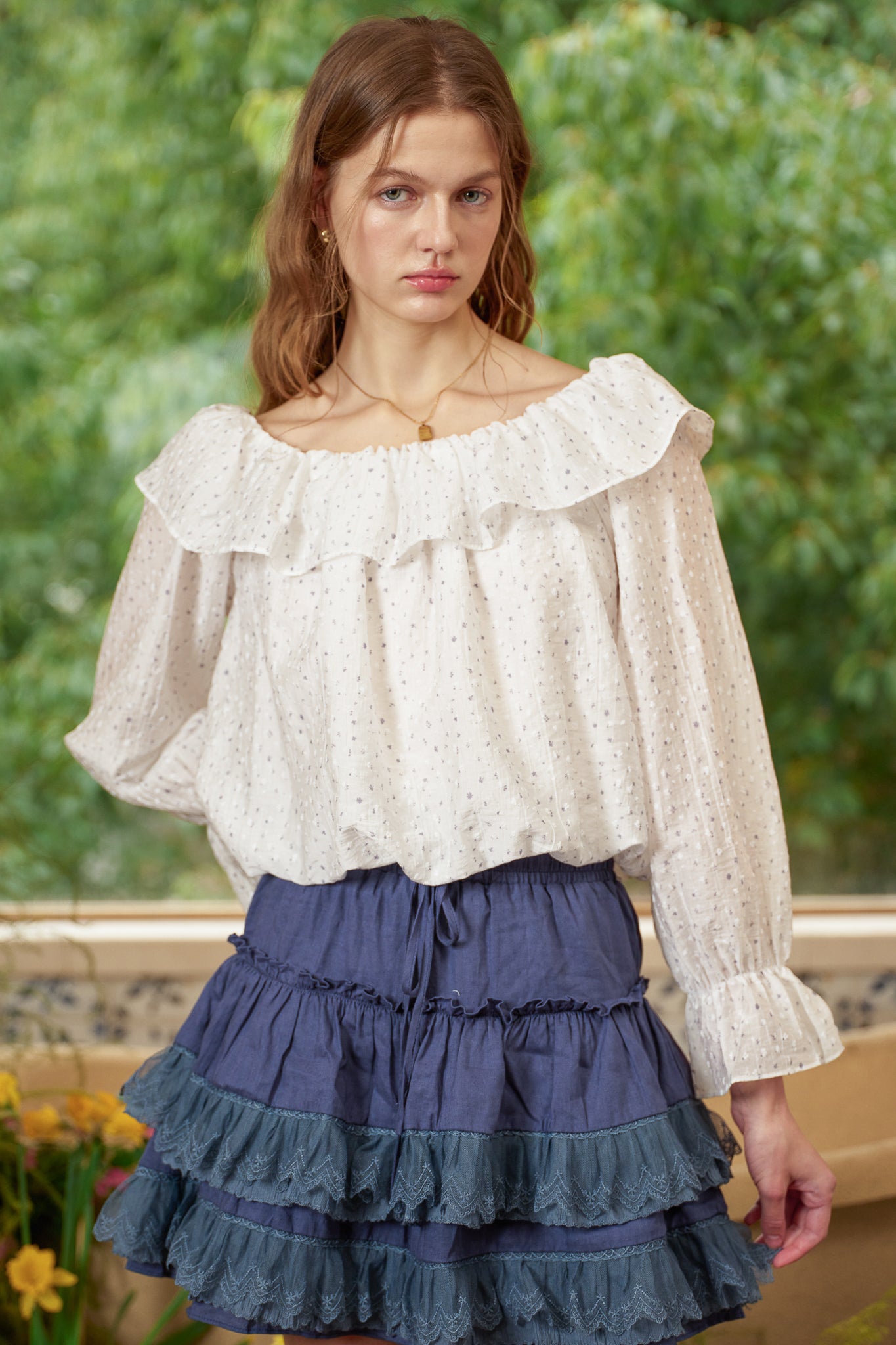 RP2852 - Cloud Dot Ruffle Blouse (2S-2M-2L)
