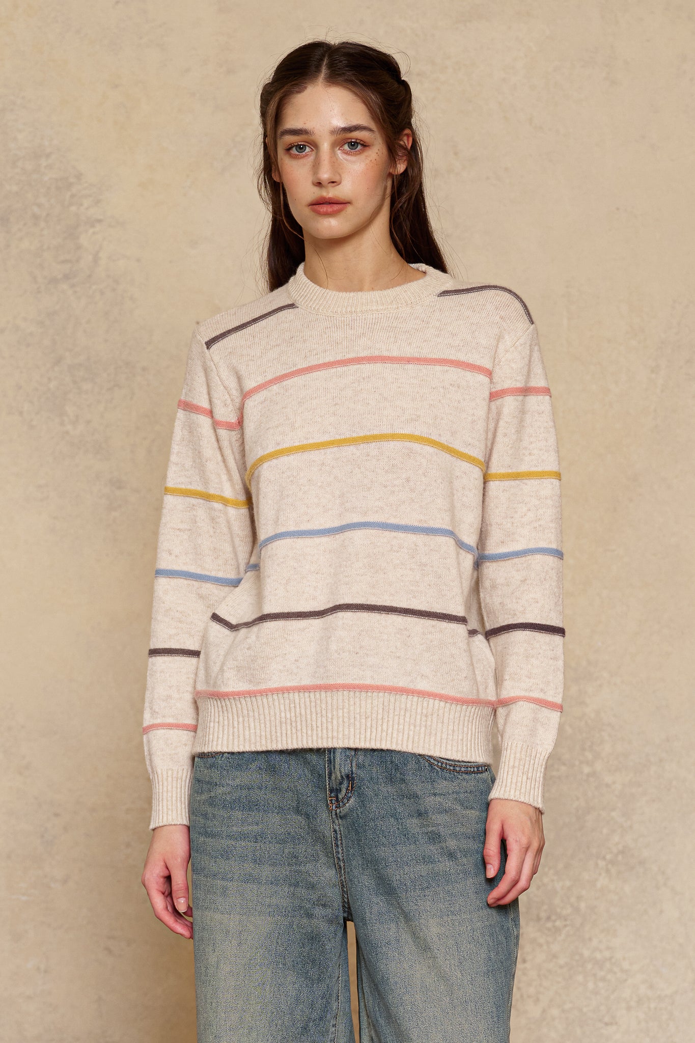 RP2624 - Pastel Striped Crewneck Sweater (2S-2M-2L)