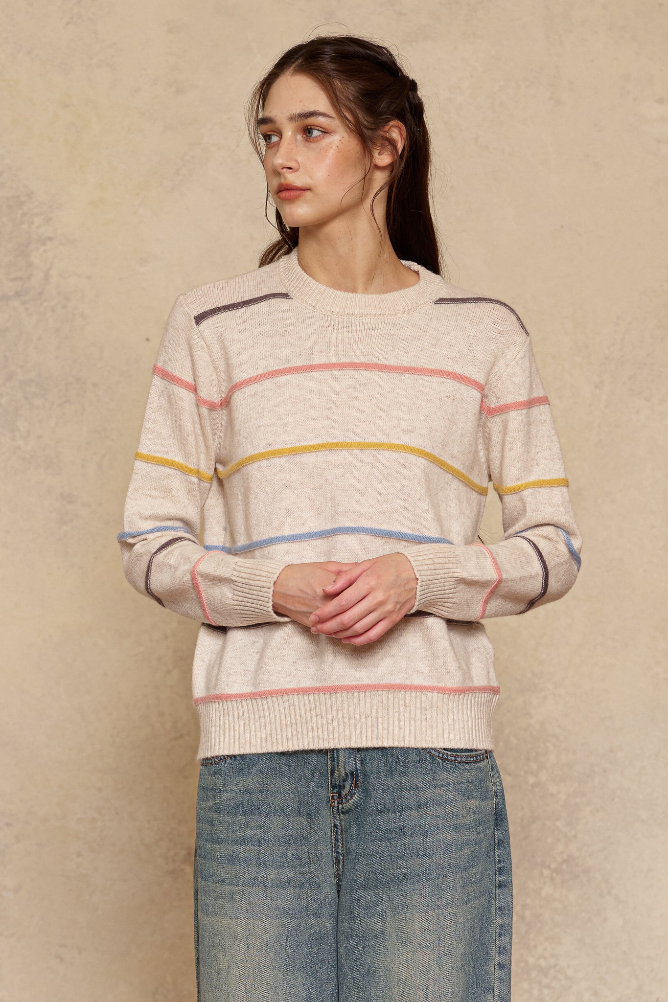 RP2624 - Pastel Striped Crewneck Sweater (2S-2M-2L)