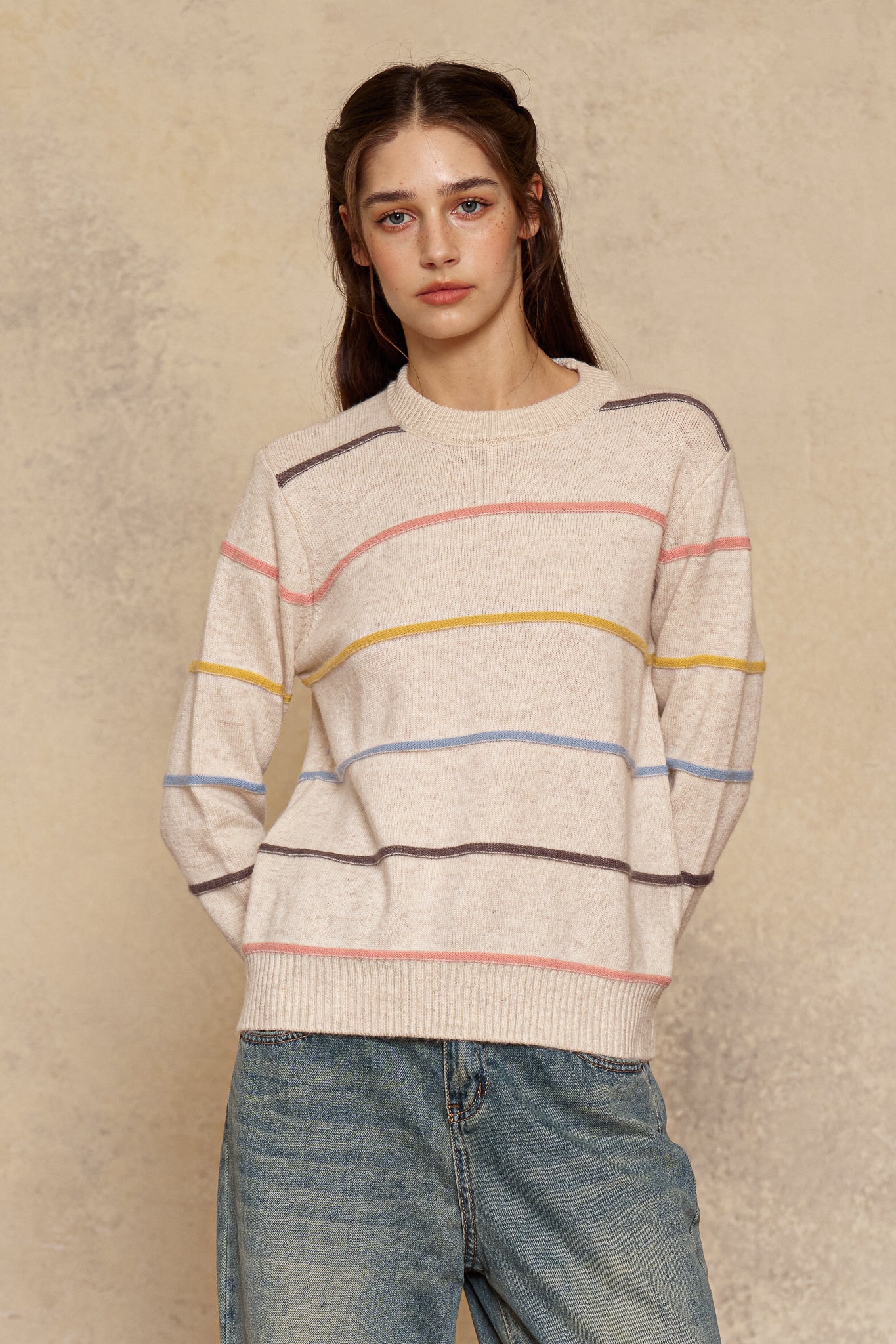 RP2624 - Pastel Striped Crewneck Sweater (2S-2M-2L)