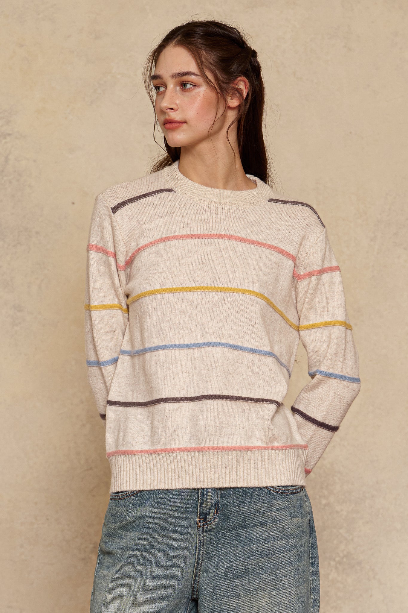RP2624 - Pastel Striped Crewneck Sweater (2S-2M-2L)