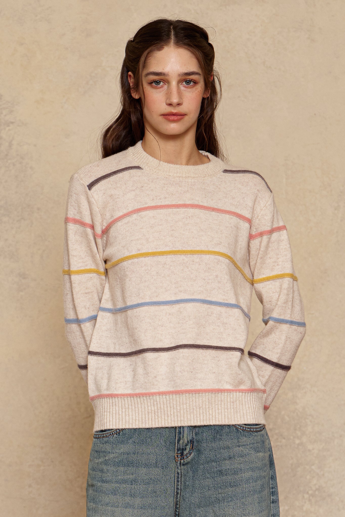 RP2624 - Pastel Striped Crewneck Sweater (2S-2M-2L)