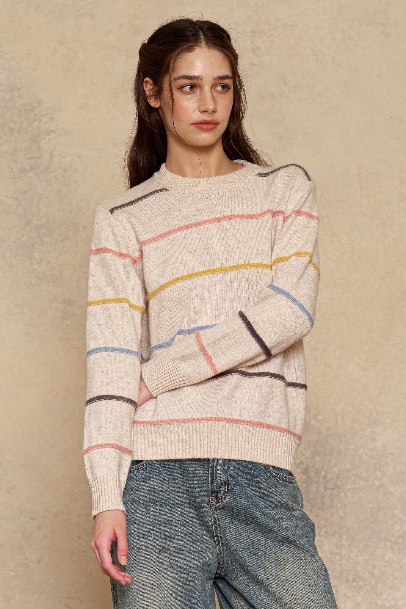 RP2624 - Pastel Striped Crewneck Sweater (2S-2M-2L)