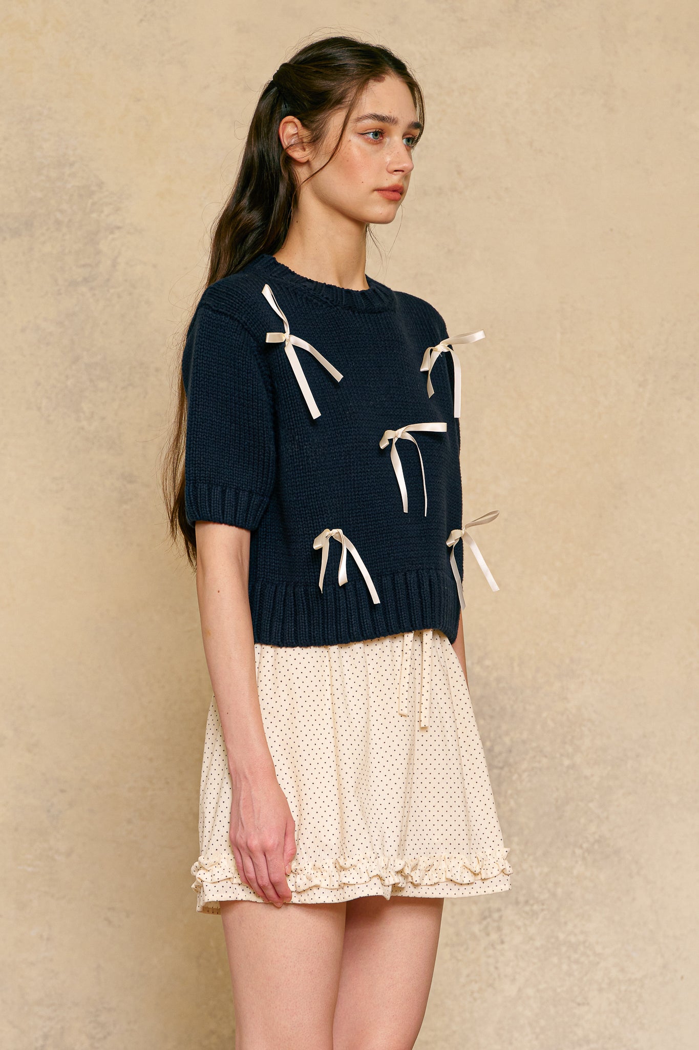 RP2430 - Navy Blue Sweater with Ribbon Accents (2S-2M-2L)