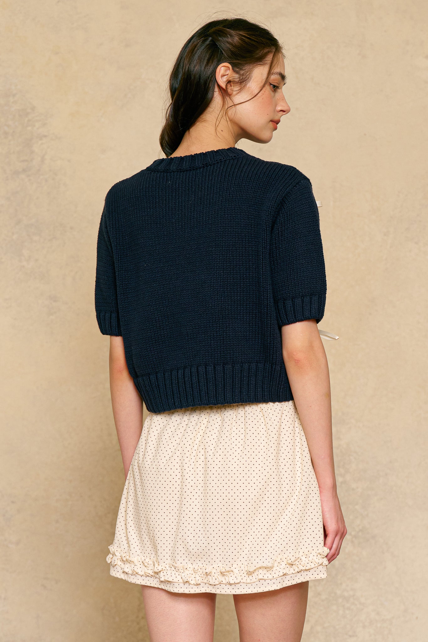 RP2430 - Navy Blue Sweater with Ribbon Accents (2S-2M-2L)