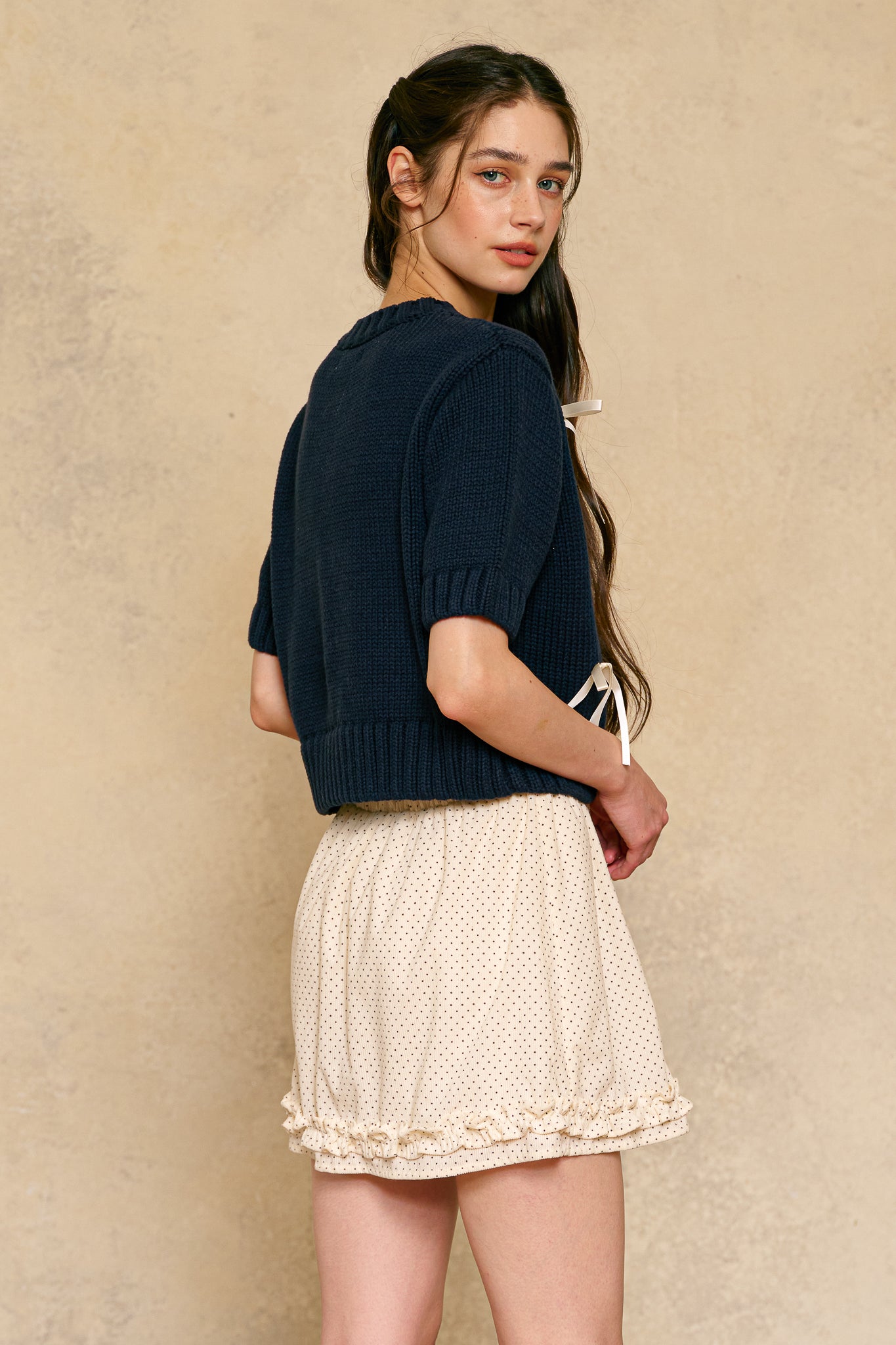 RP2430 - Navy Blue Sweater with Ribbon Accents (2S-2M-2L)