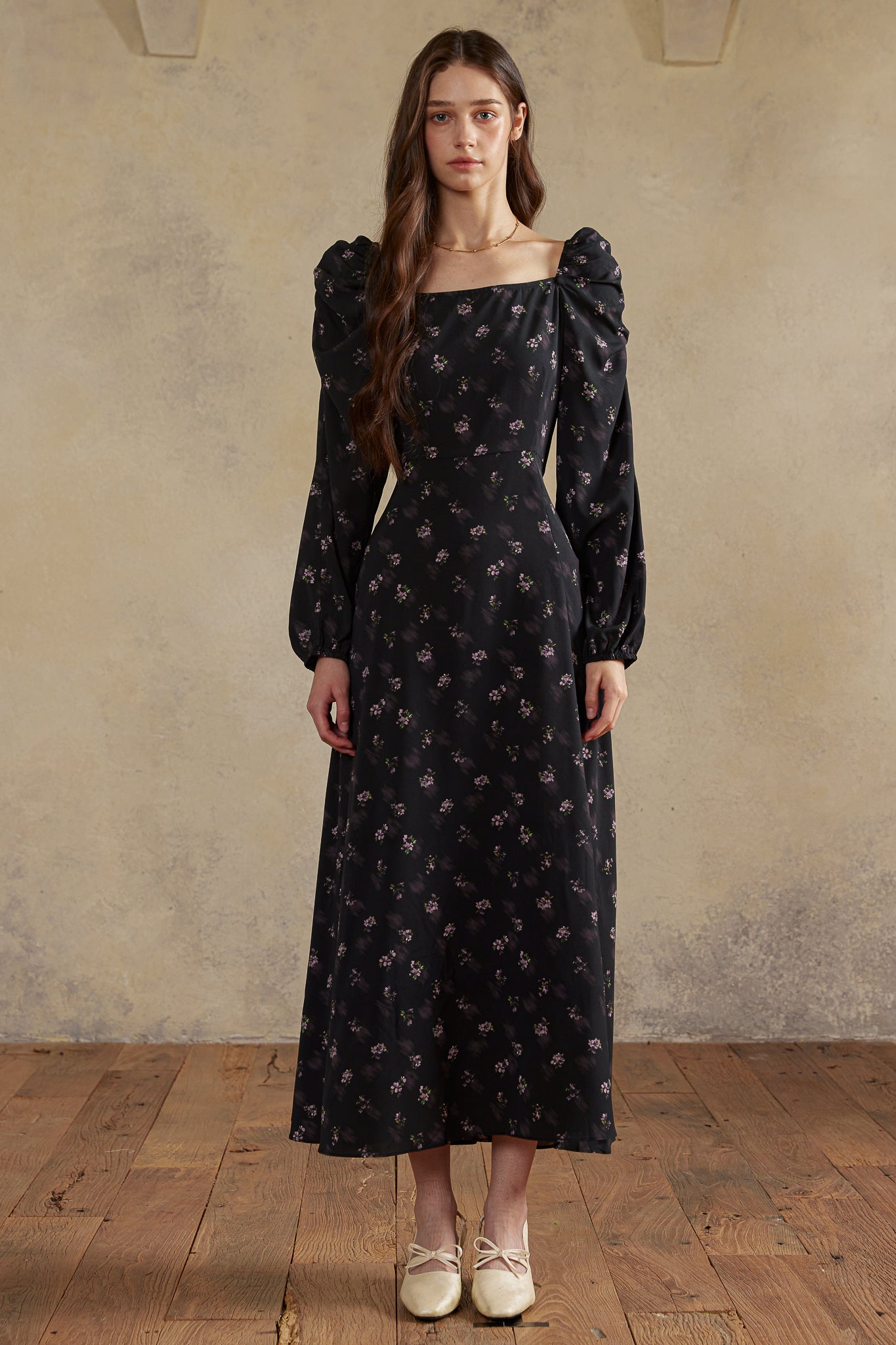 RP2984 - Black Bouquet Smocked Dress