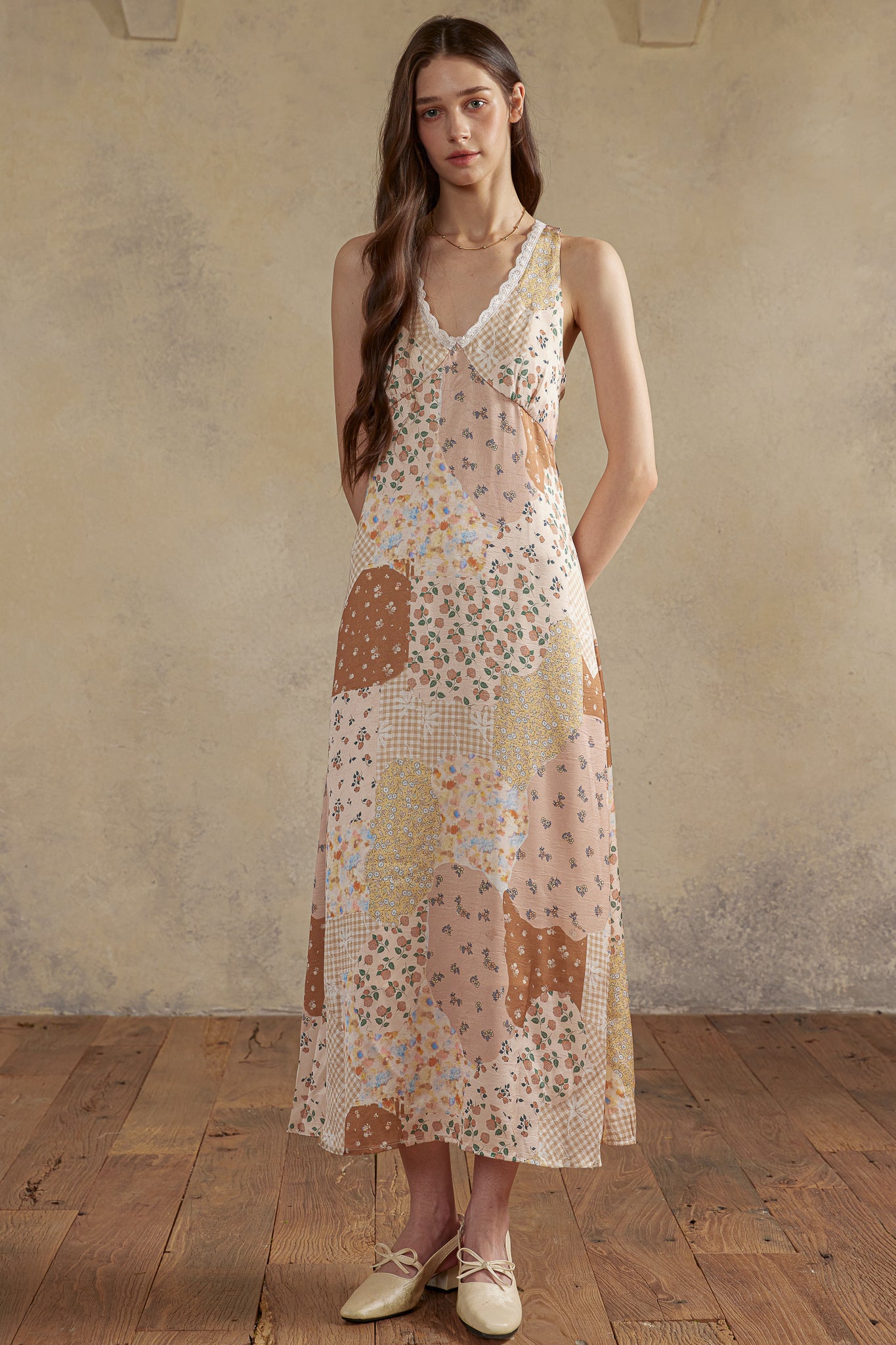 RP2973 - Autumn Patchwork Lace Midi Dress (2S-2M-2L)