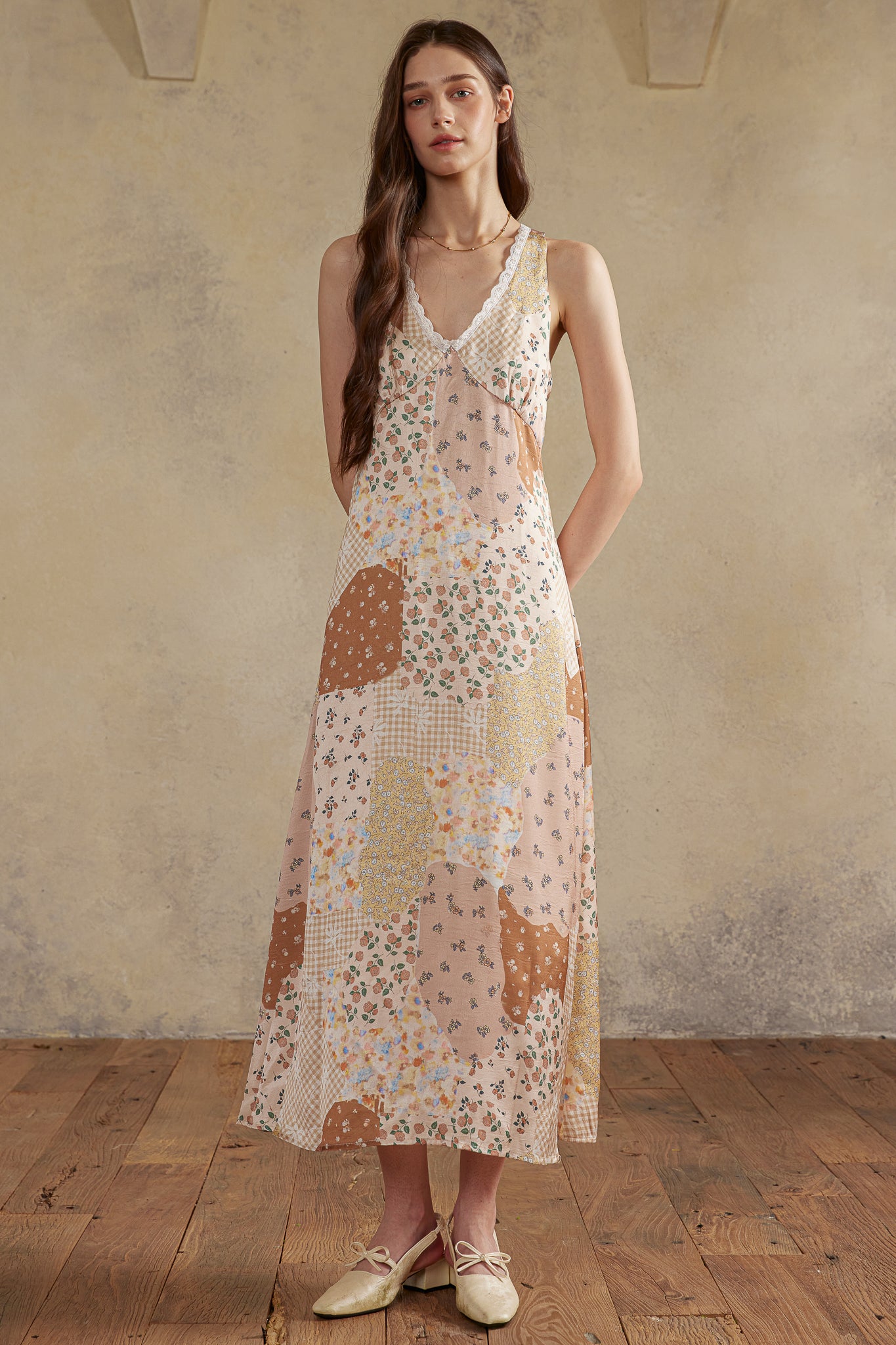 RP2973 - Autumn Patchwork Lace Midi Dress (2S-2M-2L)