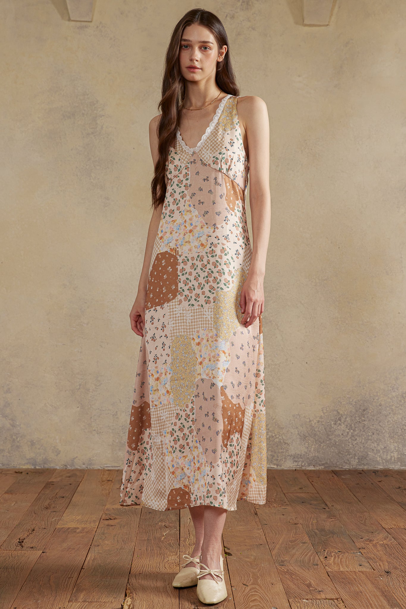 RP2973 - Autumn Patchwork Lace Midi Dress (2S-2M-2L)