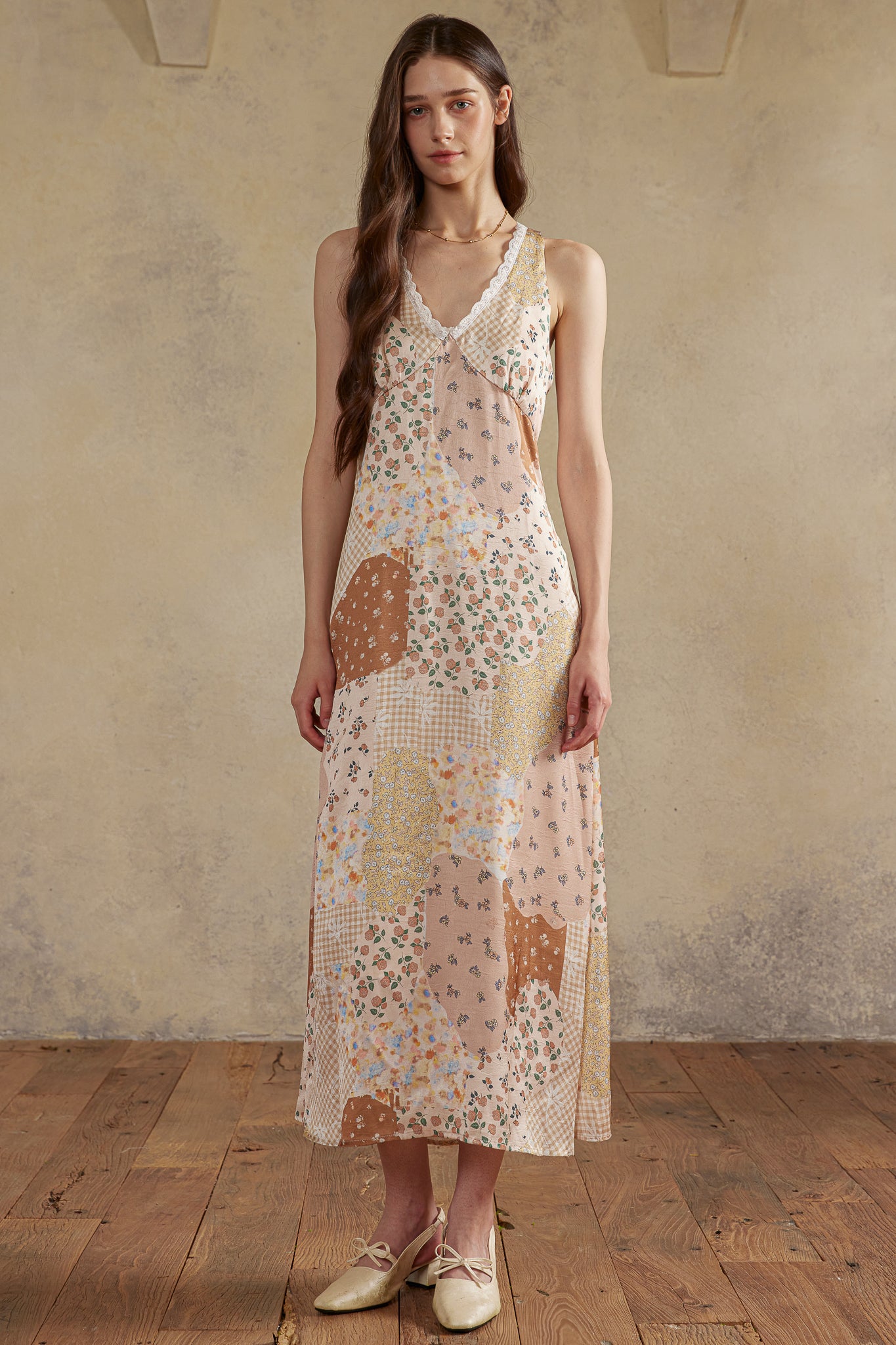 RP2973 - Autumn Patchwork Lace Midi Dress (2S-2M-2L)