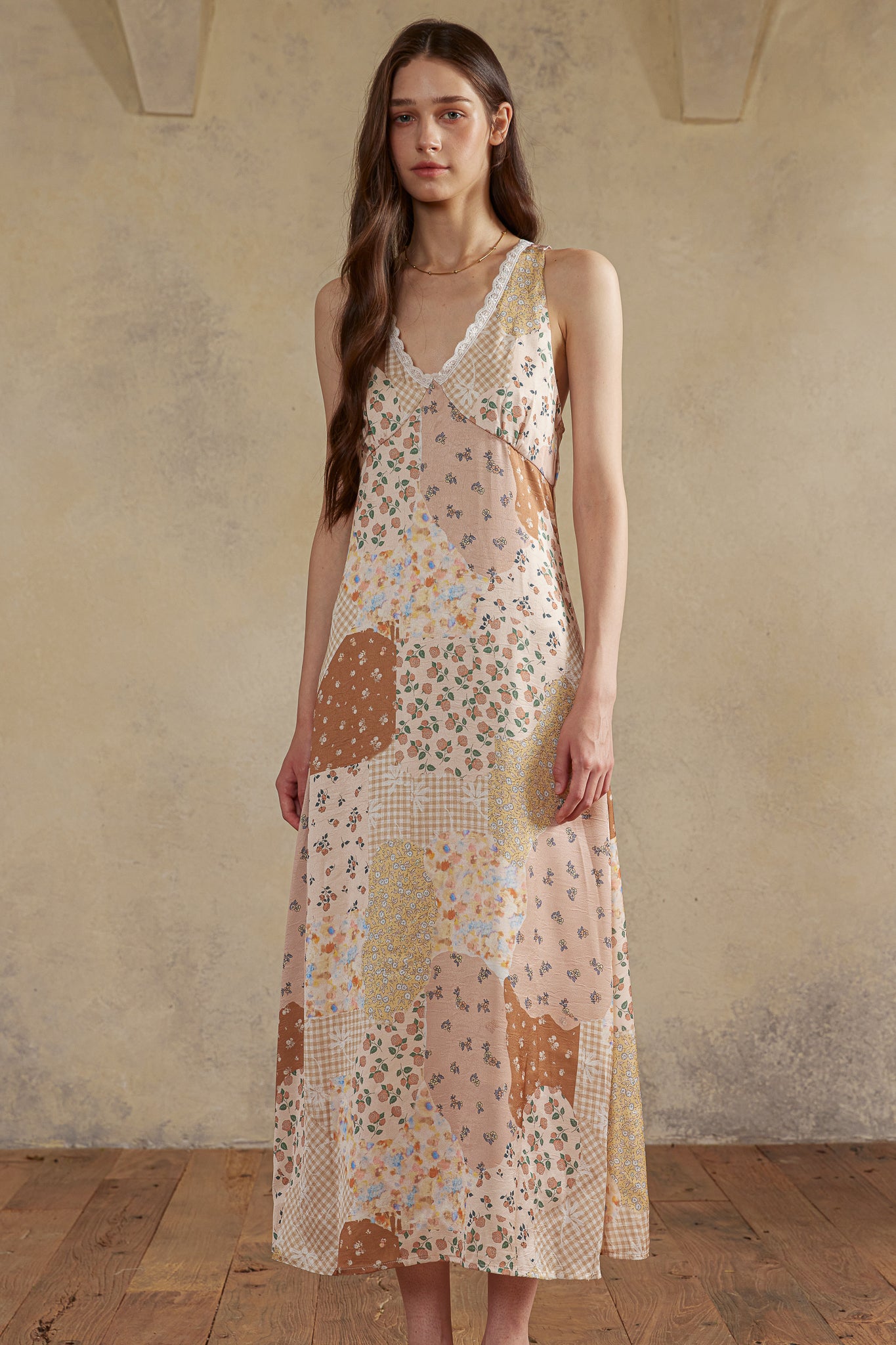 RP2973 - Autumn Patchwork Lace Midi Dress (2S-2M-2L)