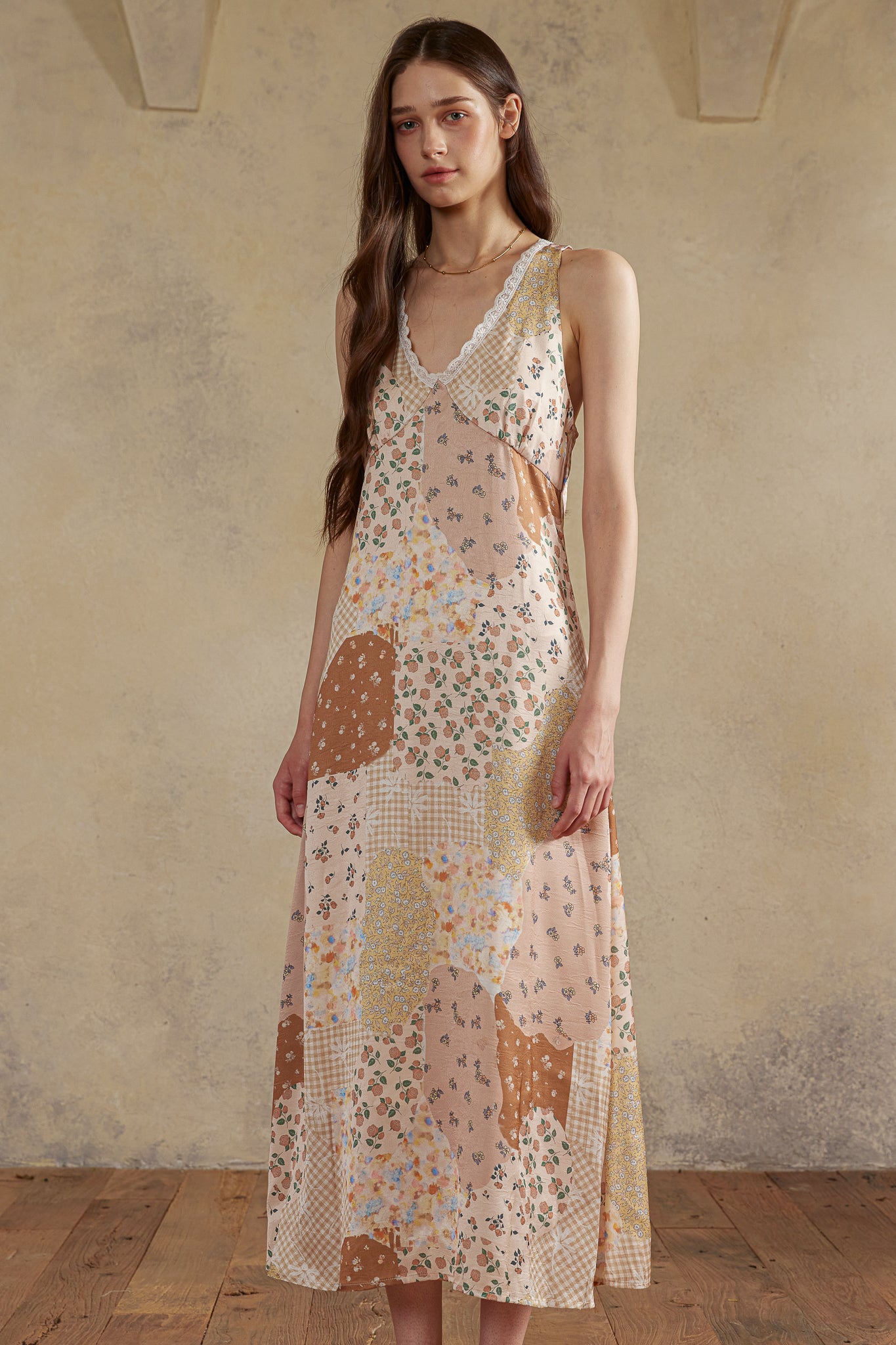 RP2973 - Autumn Patchwork Lace Midi Dress (2S-2M-2L)