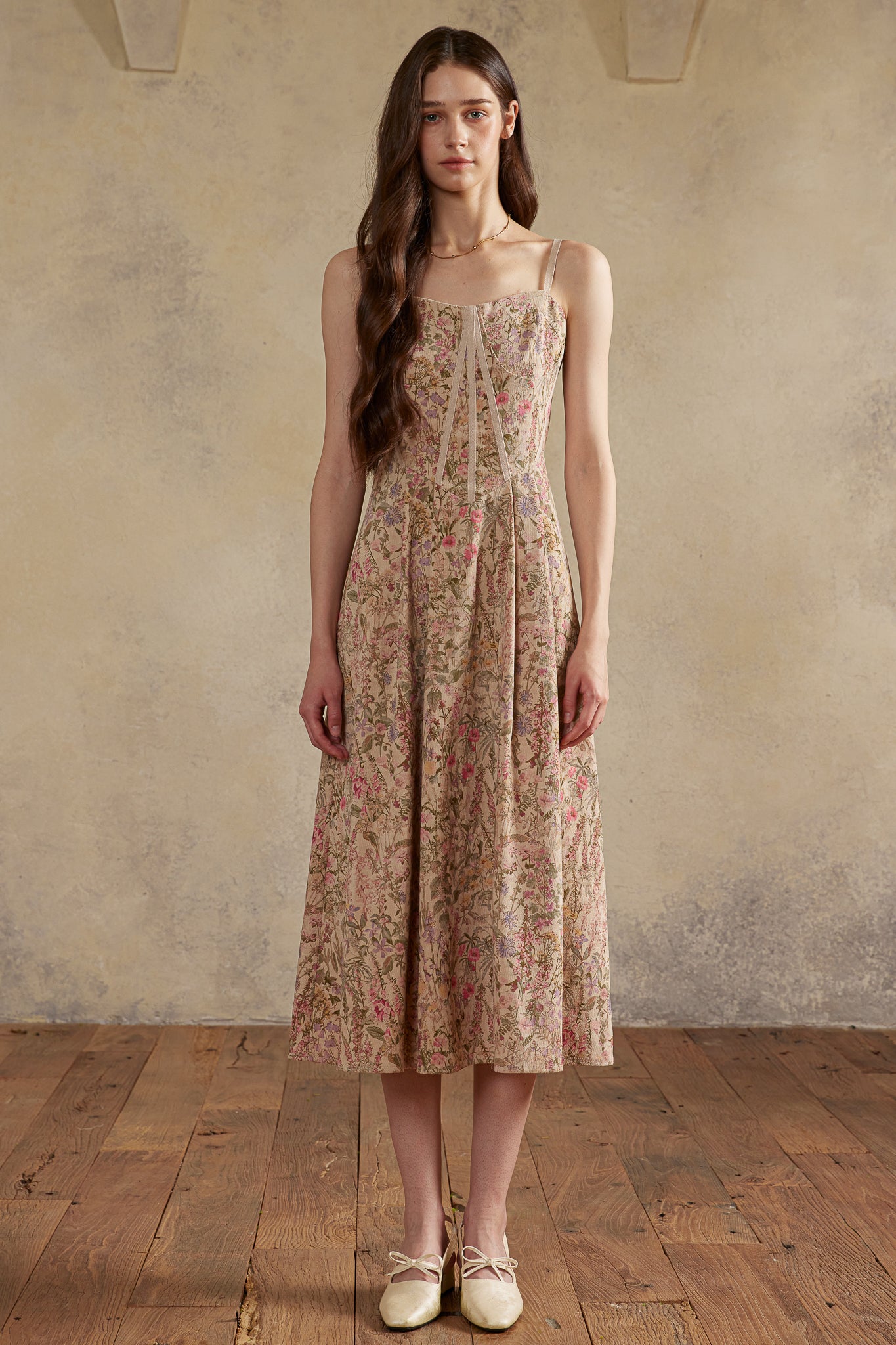 RP2989 - Dusk Meadow Floral Corduroy Dress (2S-2M-2L)