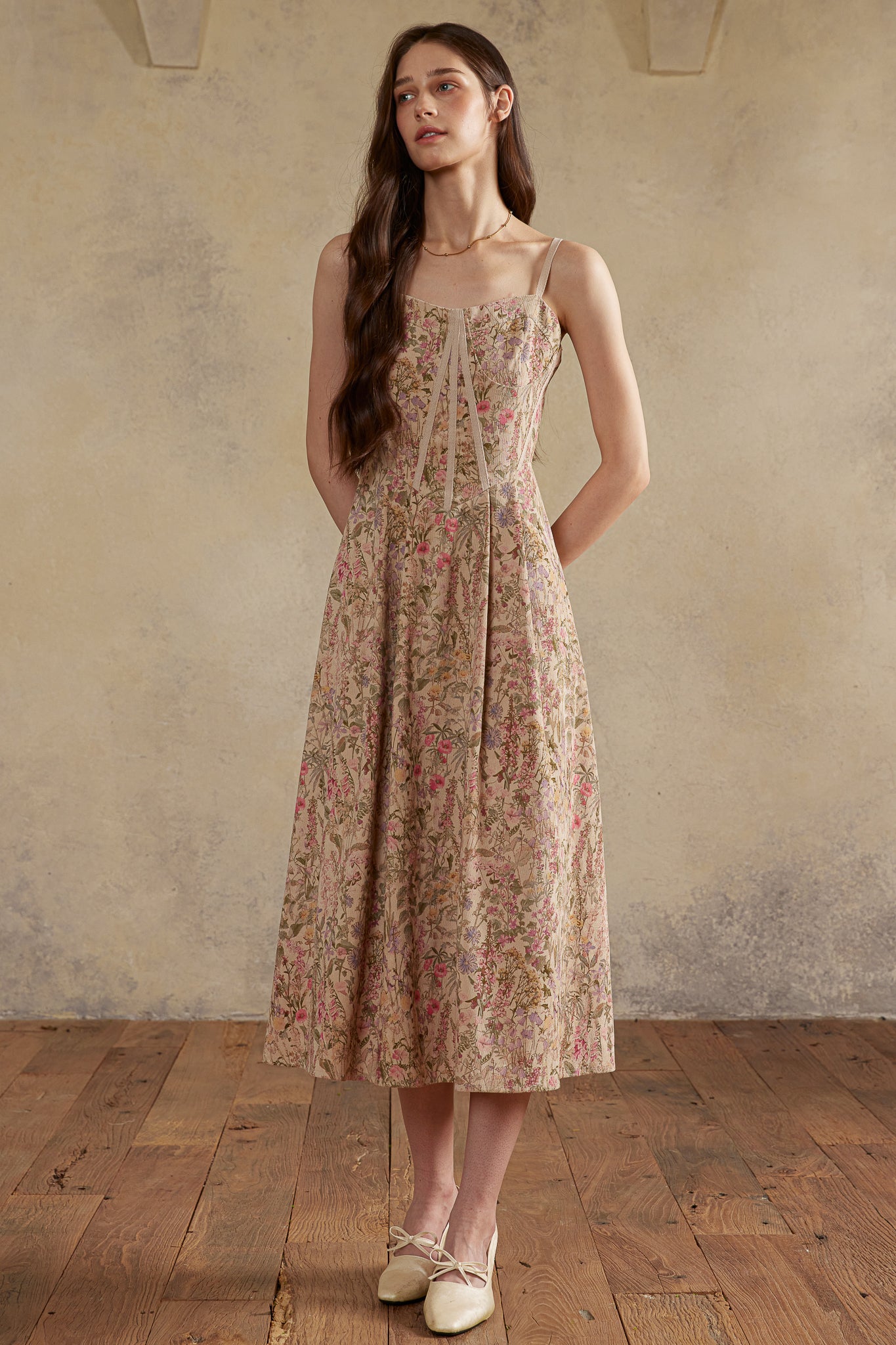 RP2989 - Dusk Meadow Floral Corduroy Dress (2S-2M-2L)