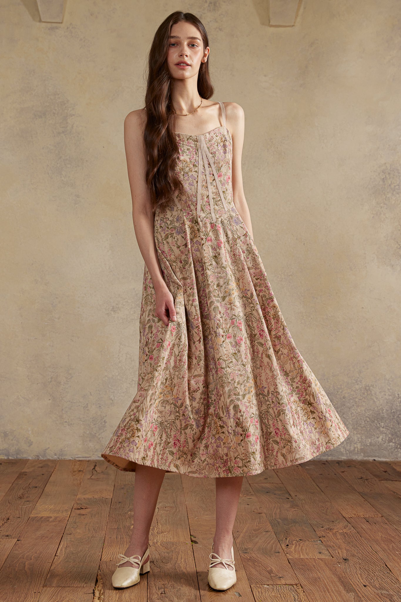 RP2989 - Dusk Meadow Floral Corduroy Dress (2S-2M-2L)