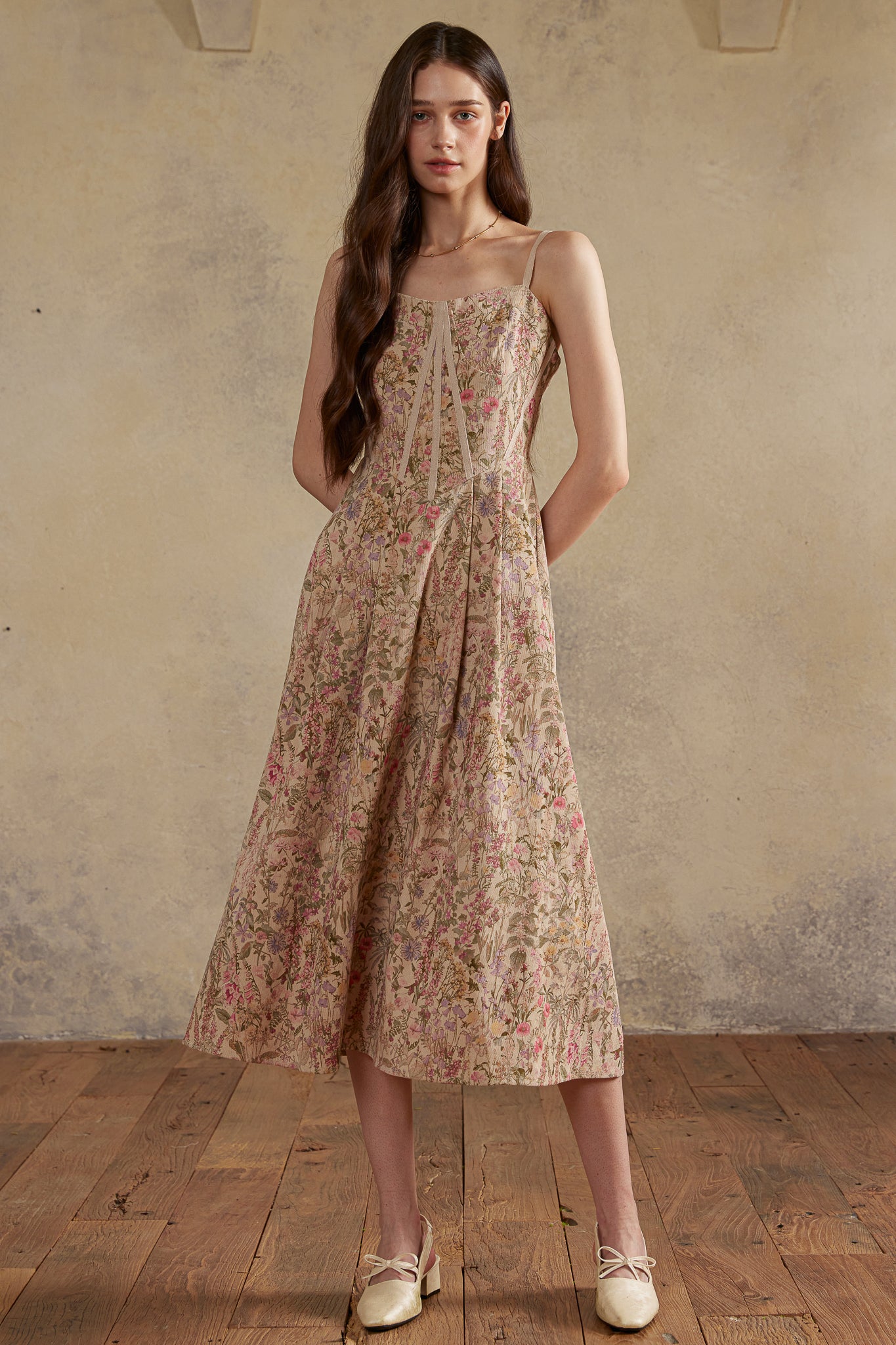RP2989 - Dusk Meadow Floral Corduroy Dress (2S-2M-2L)