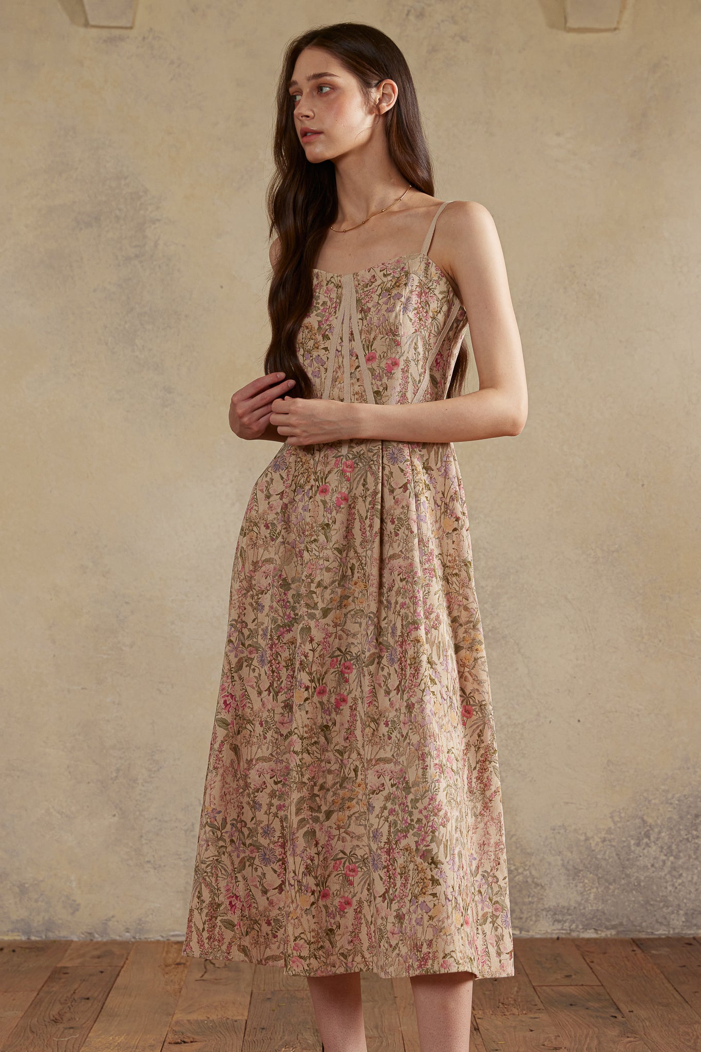RP2989 - Dusk Meadow Floral Corduroy Dress (2S-2M-2L)