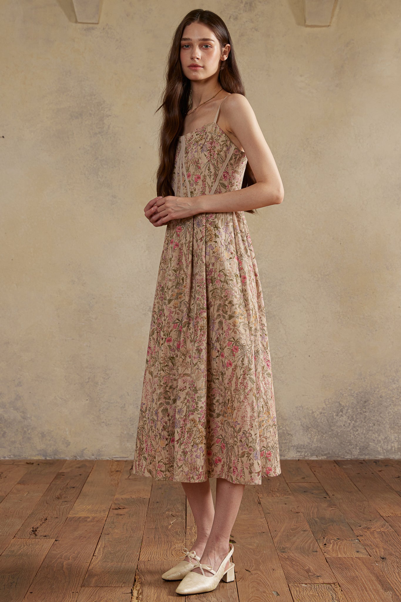 RP2989 - Dusk Meadow Floral Corduroy Dress (2S-2M-2L)