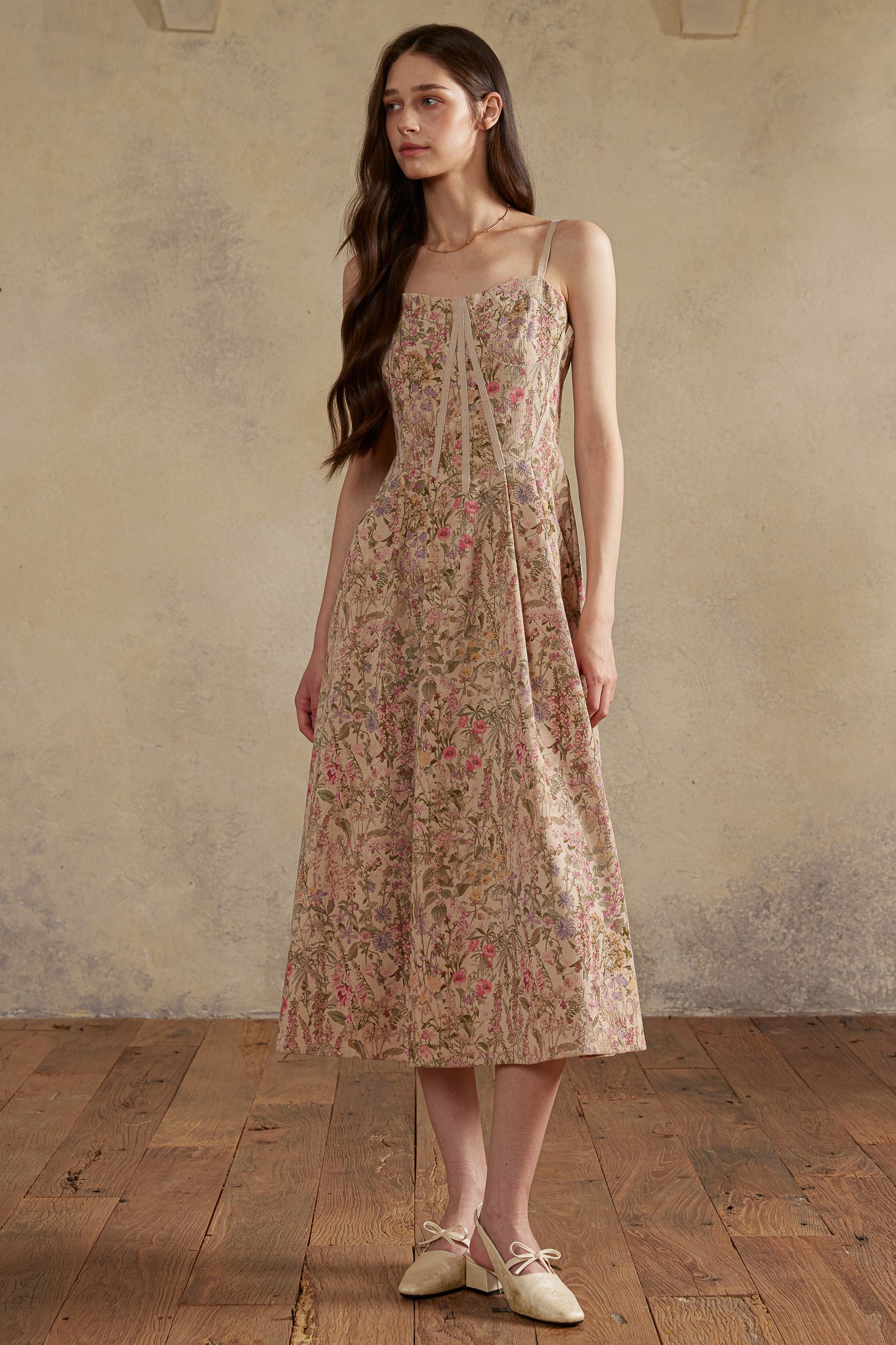 RP2989 - Dusk Meadow Floral Corduroy Dress (2S-2M-2L)