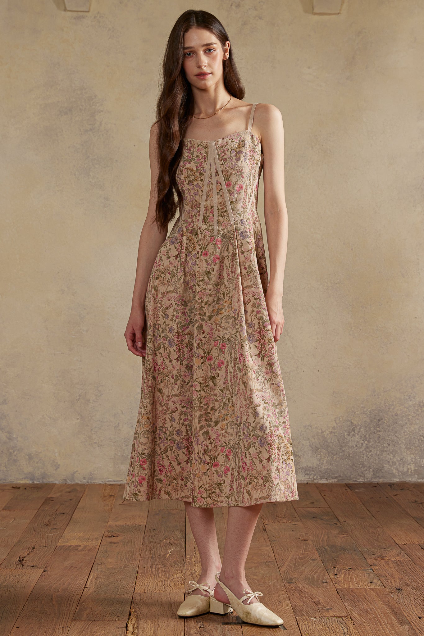 RP2989 - Dusk Meadow Floral Corduroy Dress (2S-2M-2L)