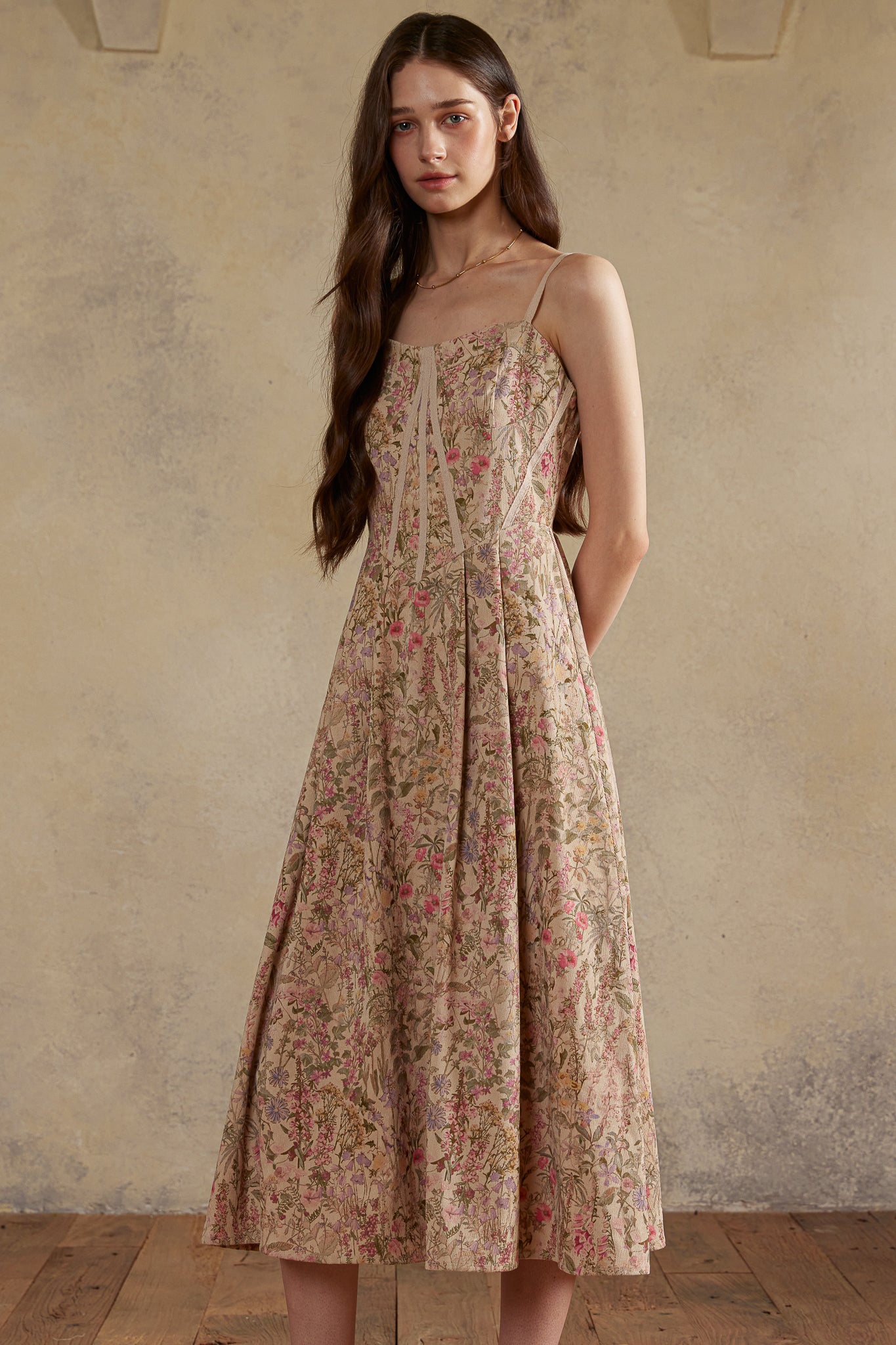 RP2989 - Dusk Meadow Floral Corduroy Dress (2S-2M-2L)