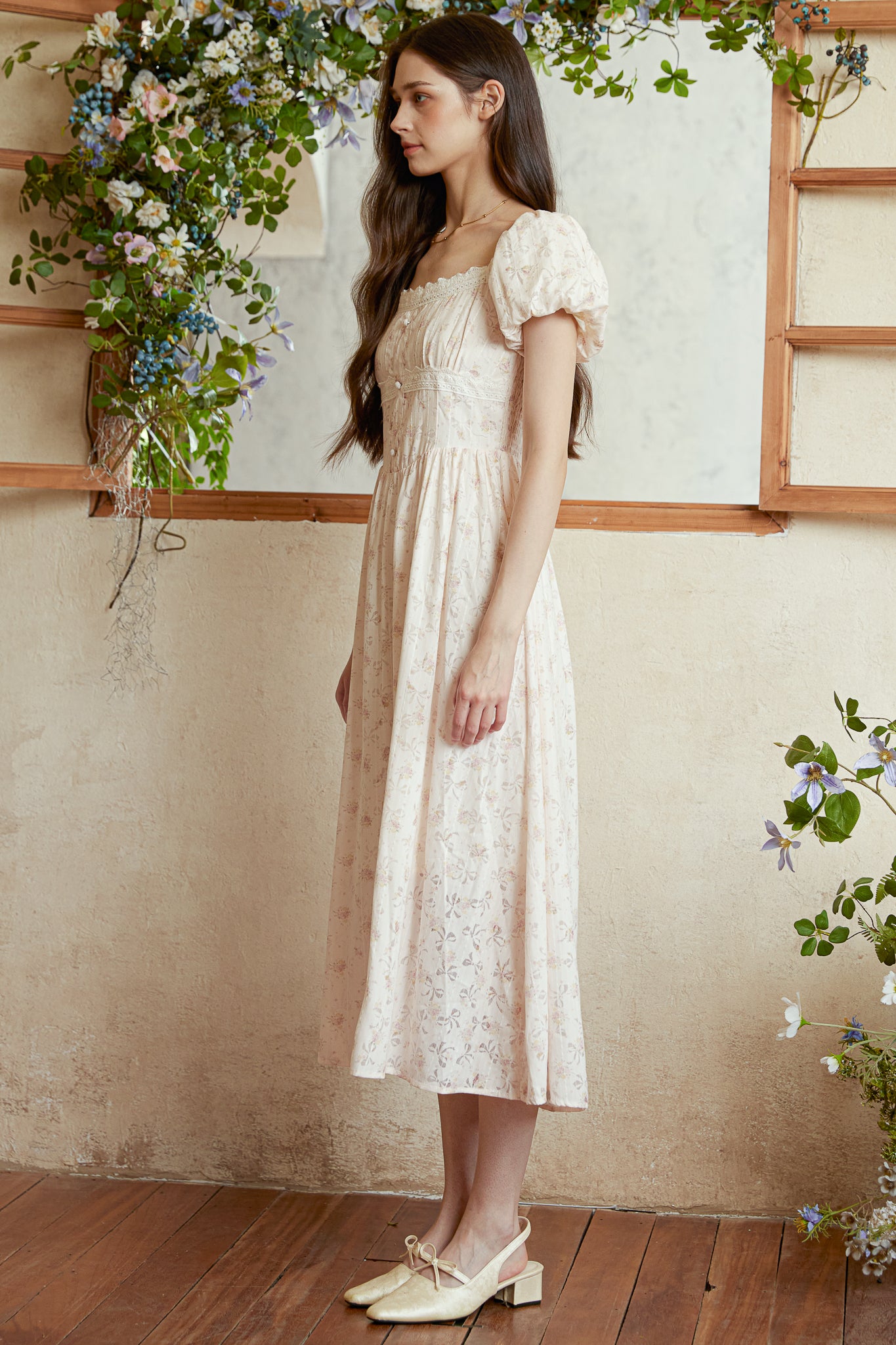 RP2923 - Blush Blossom Puff Sleeve Dress (2S-2M-2L)