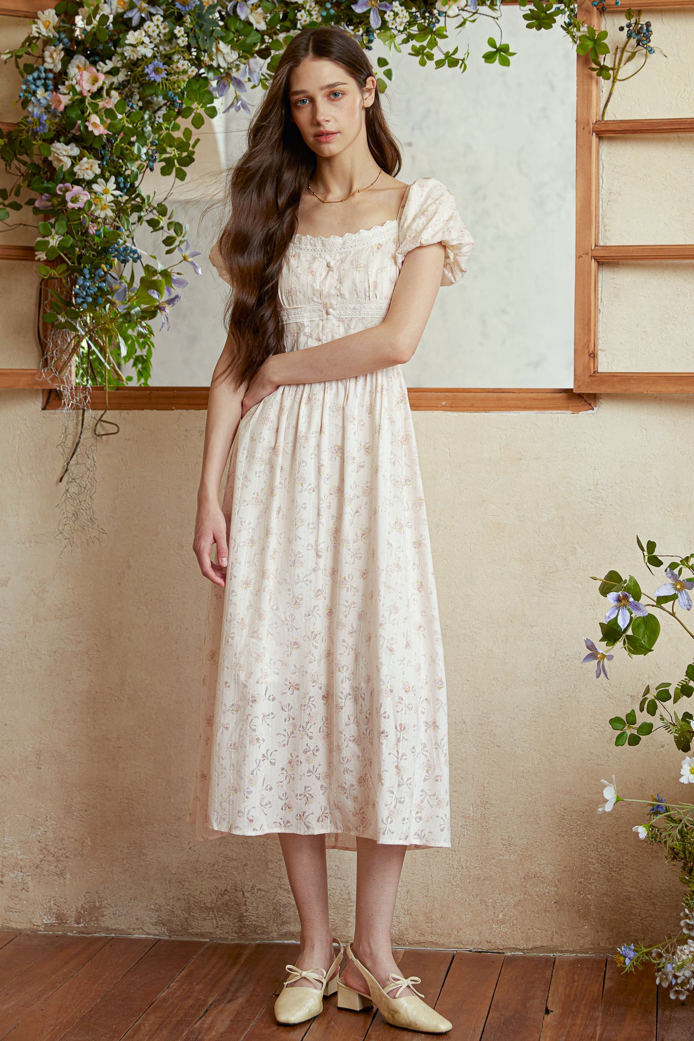 RP2923 - Blush Blossom Puff Sleeve Dress (2S-2M-2L)
