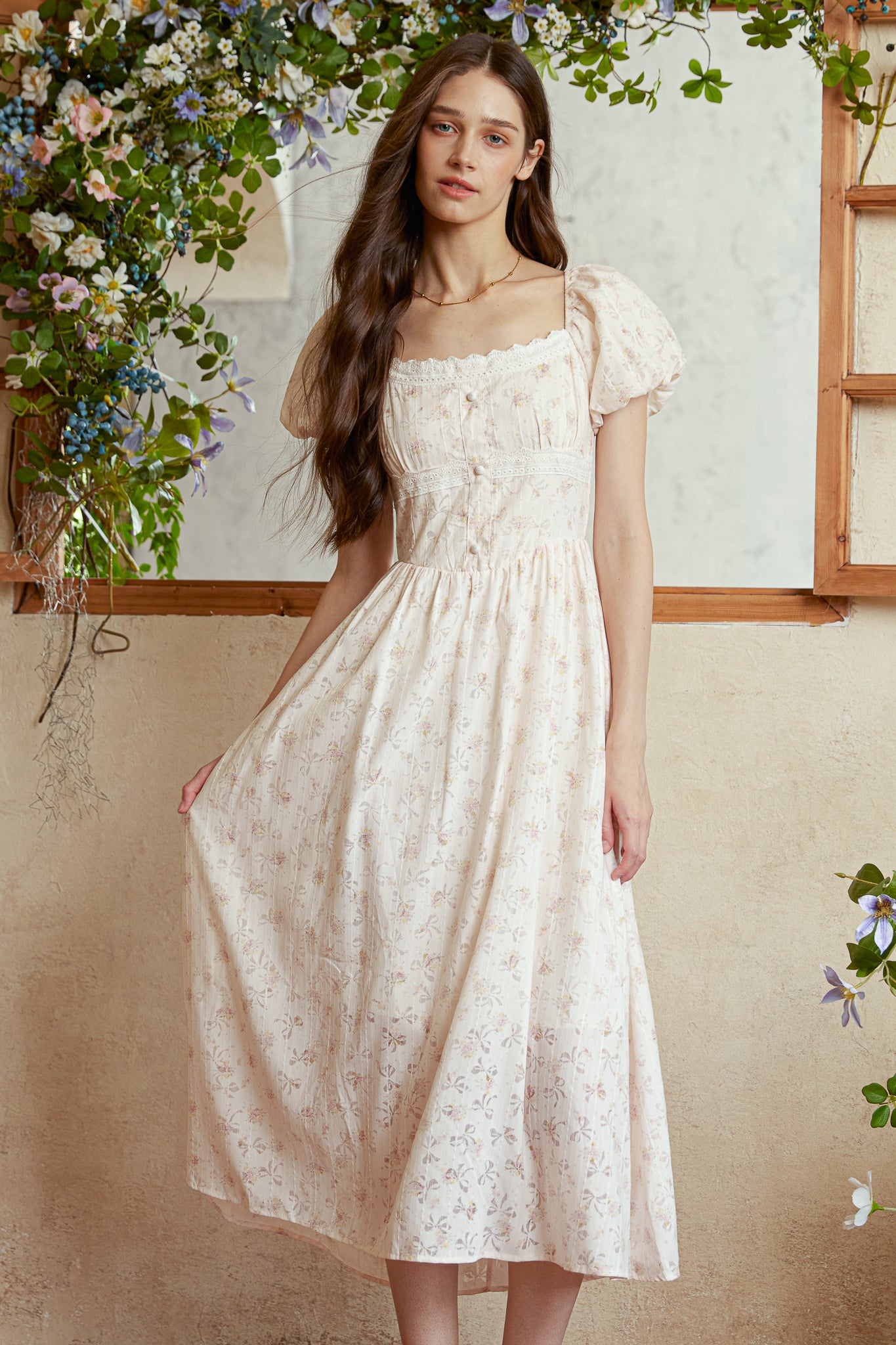 RP2923 - Blush Blossom Puff Sleeve Dress (2S-2M-2L)