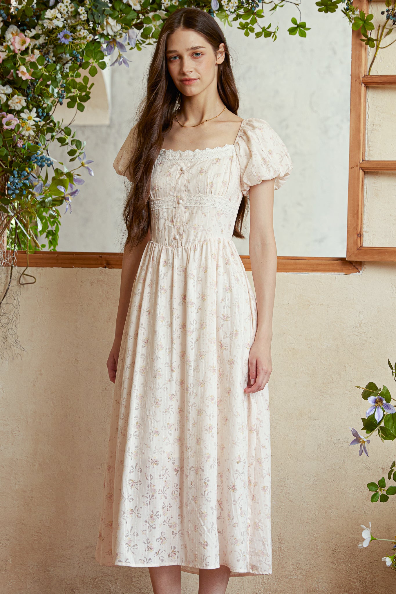 RP2923 - Blush Blossom Puff Sleeve Dress (2S-2M-2L)