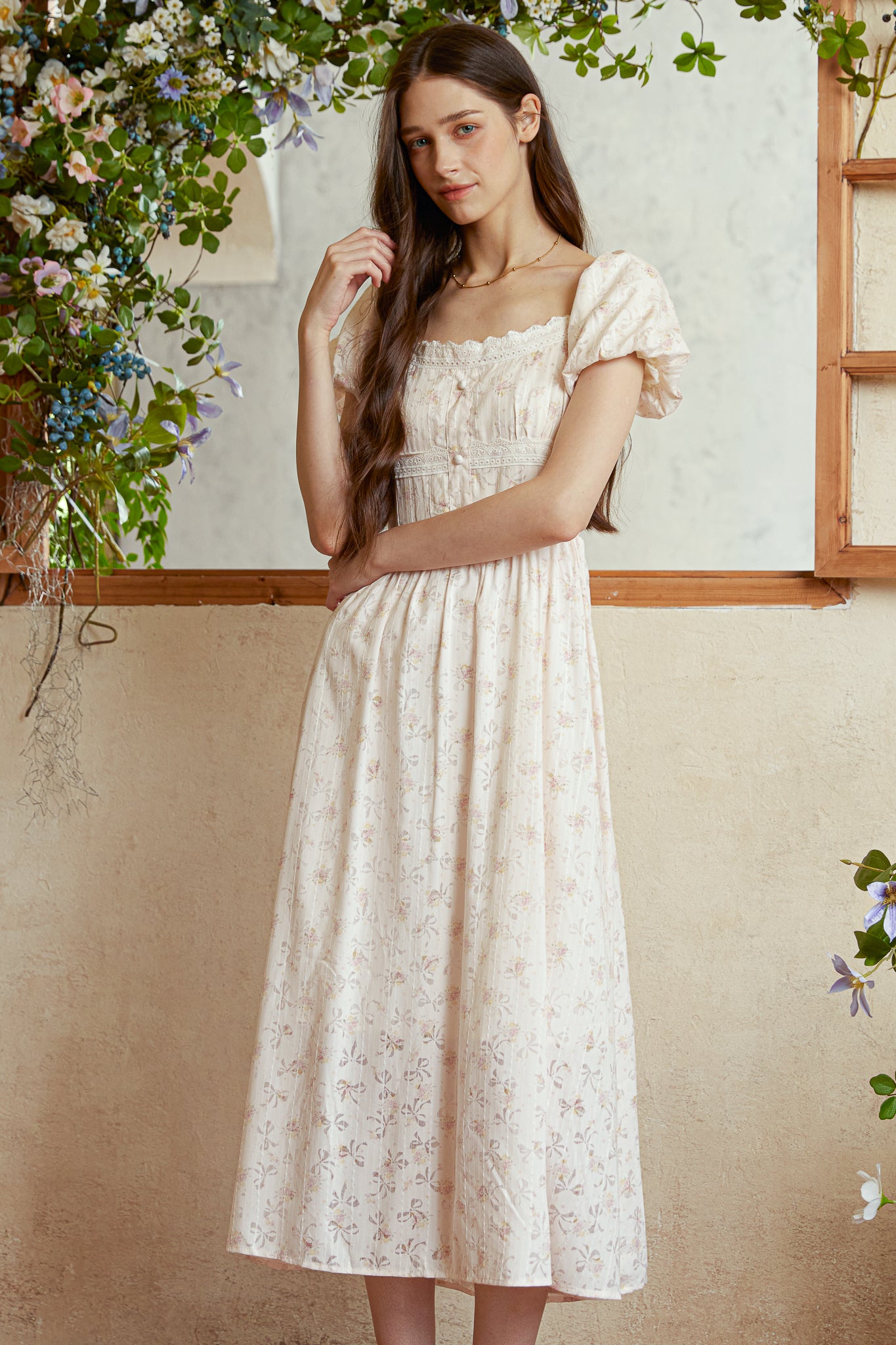 RP2923 - Blush Blossom Puff Sleeve Dress (2S-2M-2L)