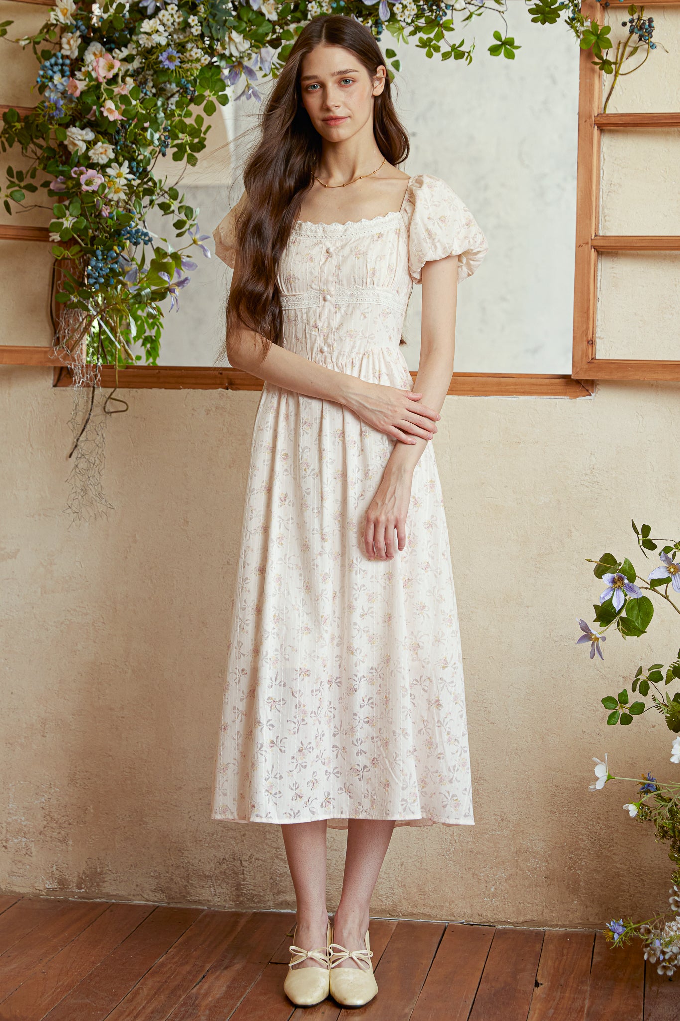 RP2923 - Blush Blossom Puff Sleeve Dress (2S-2M-2L)