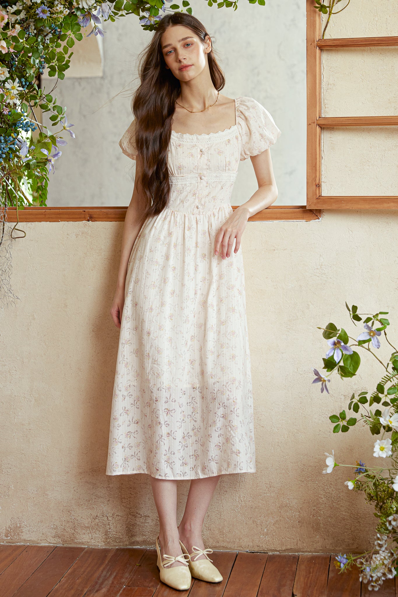 RP2923 - Blush Blossom Puff Sleeve Dress (2S-2M-2L)