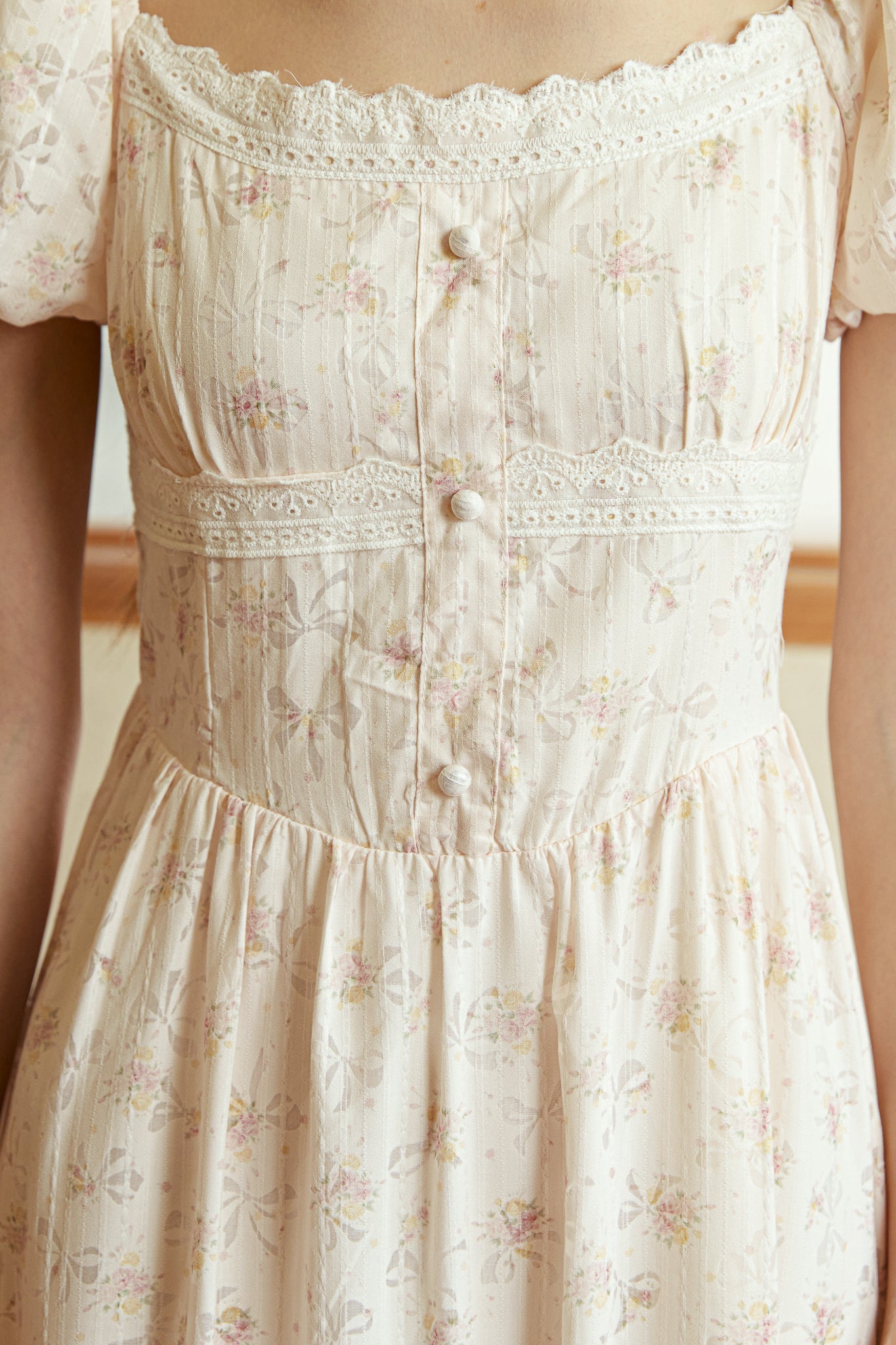 RP2923 - Blush Blossom Puff Sleeve Dress (2S-2M-2L)