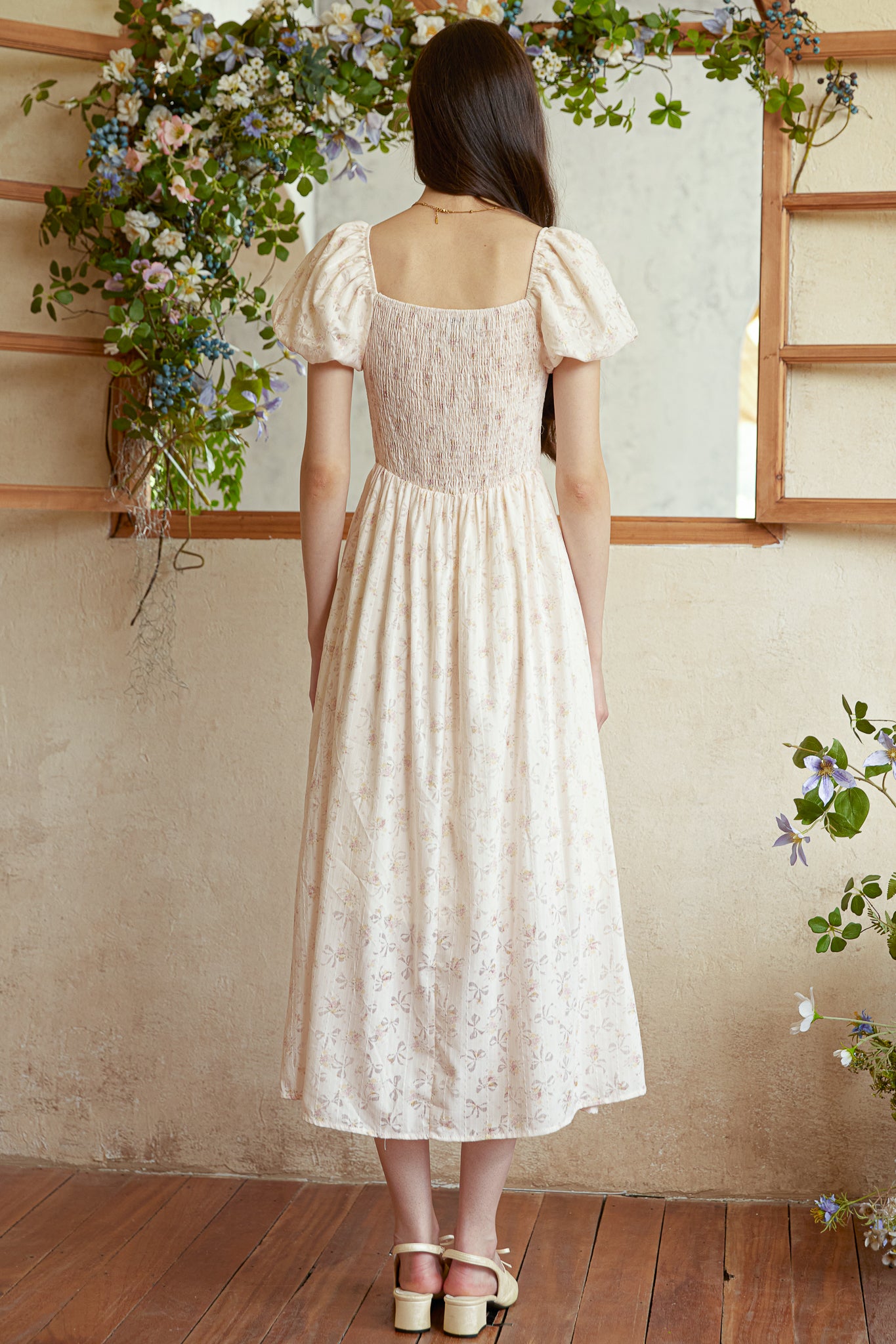RP2923 - Blush Blossom Puff Sleeve Dress (2S-2M-2L)