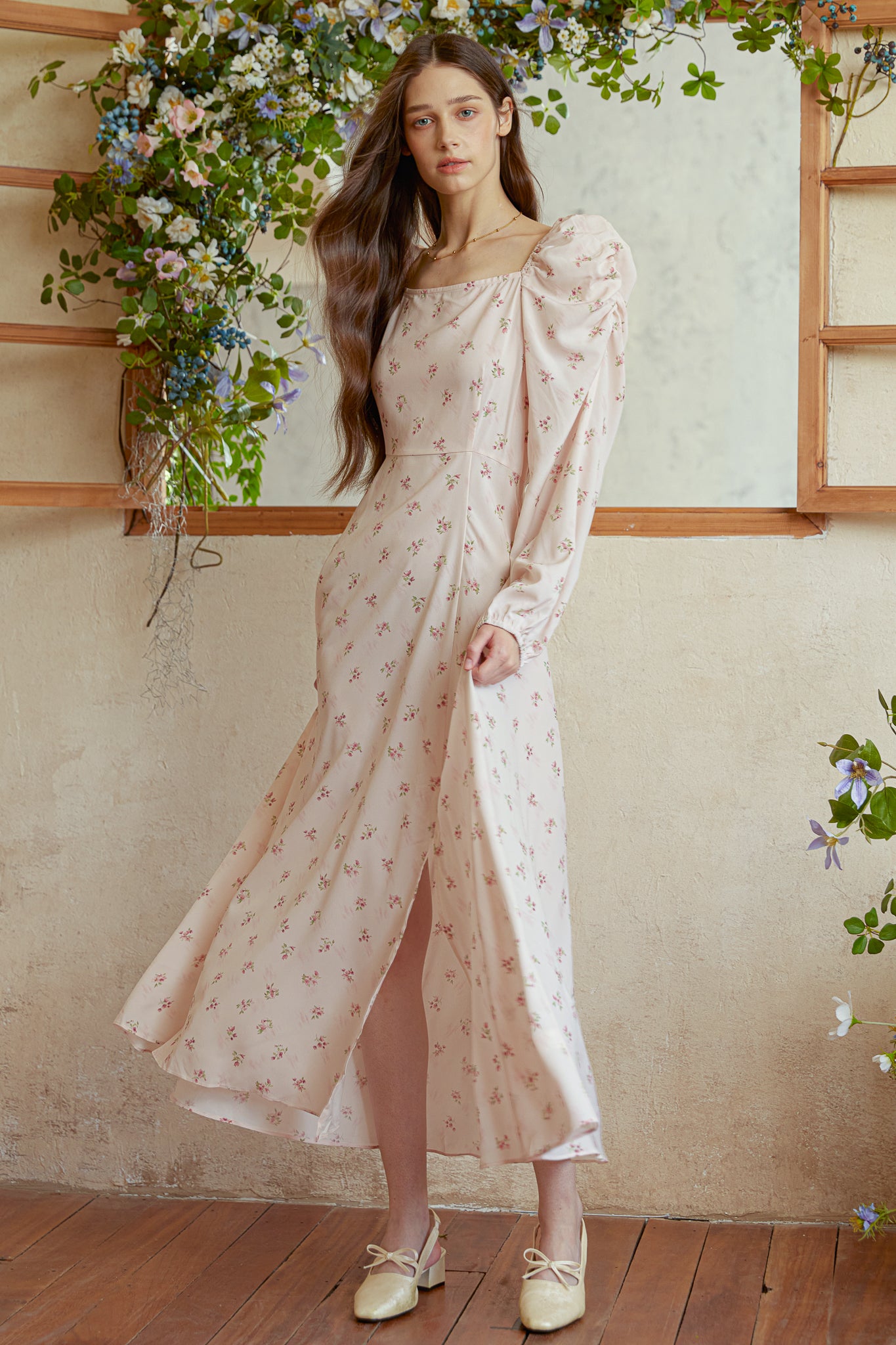 RP2992 - Blush Rose Puff Sleeve Smocked Dress