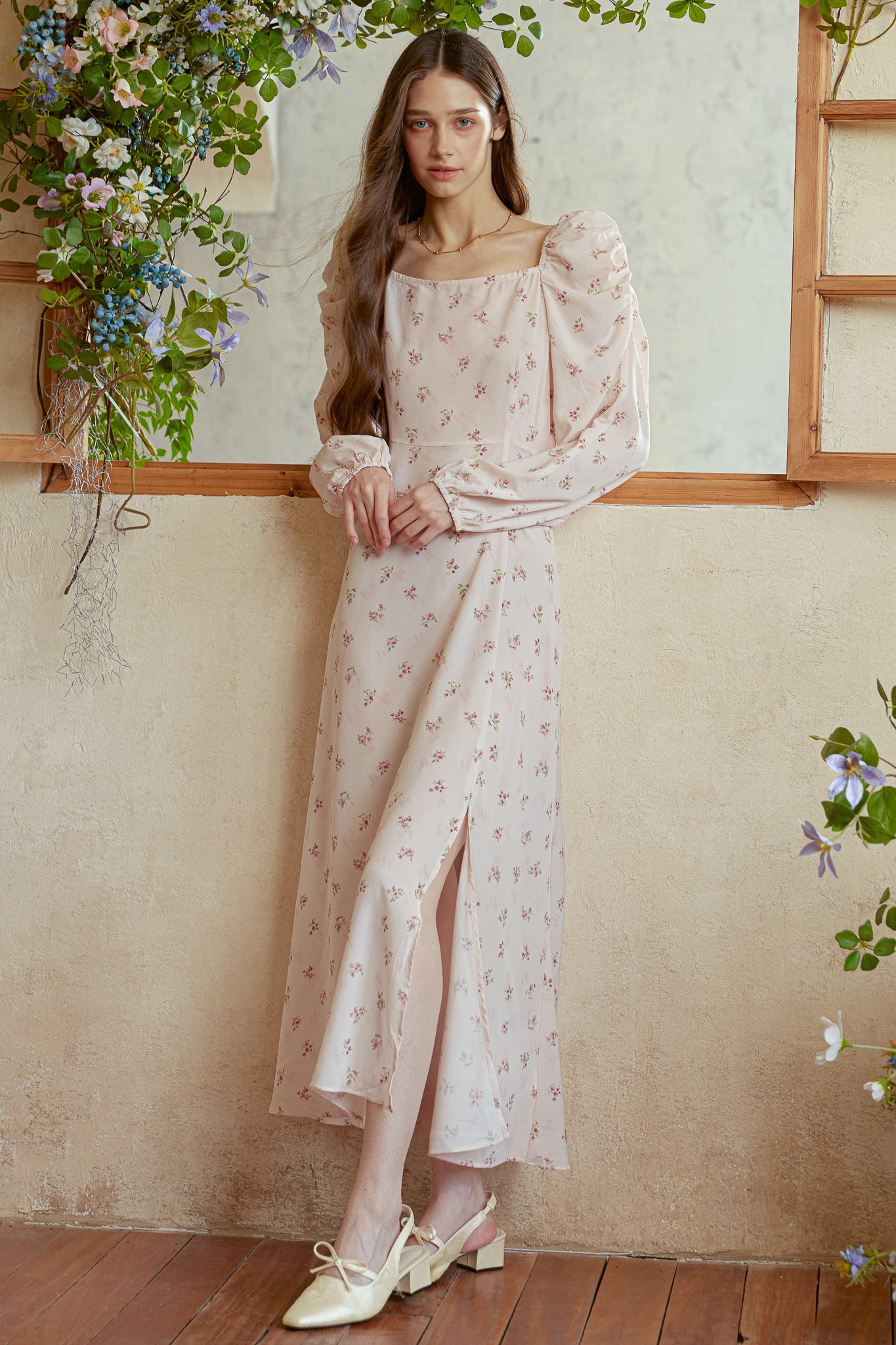 RP2992 - Blush Rose Puff Sleeve Smocked Dress