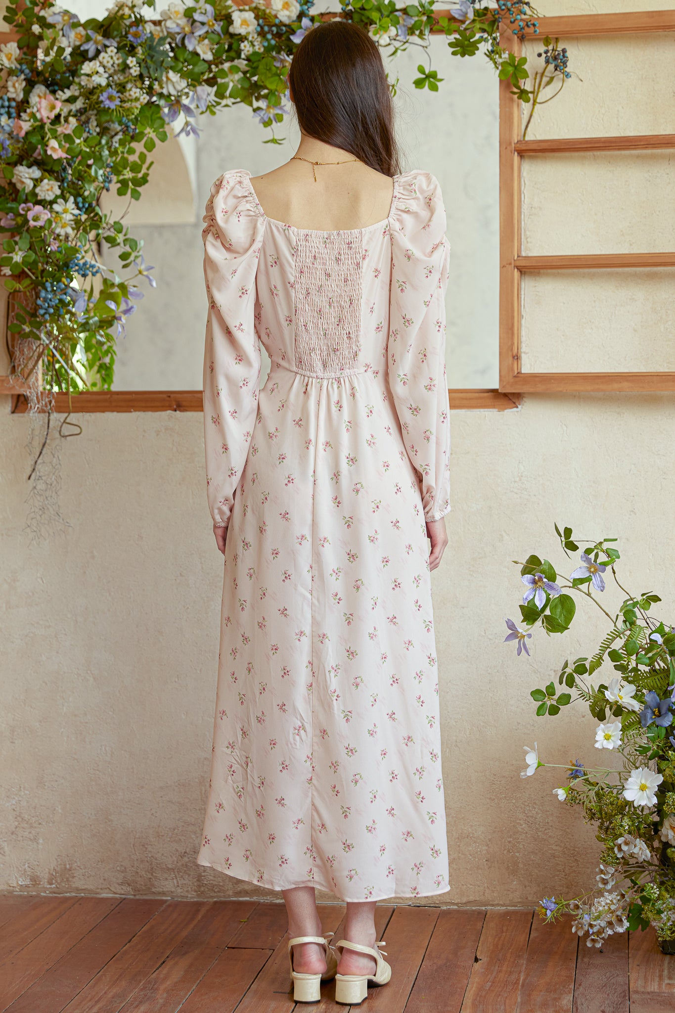 RP2992 - Blush Rose Puff Sleeve Smocked Dress