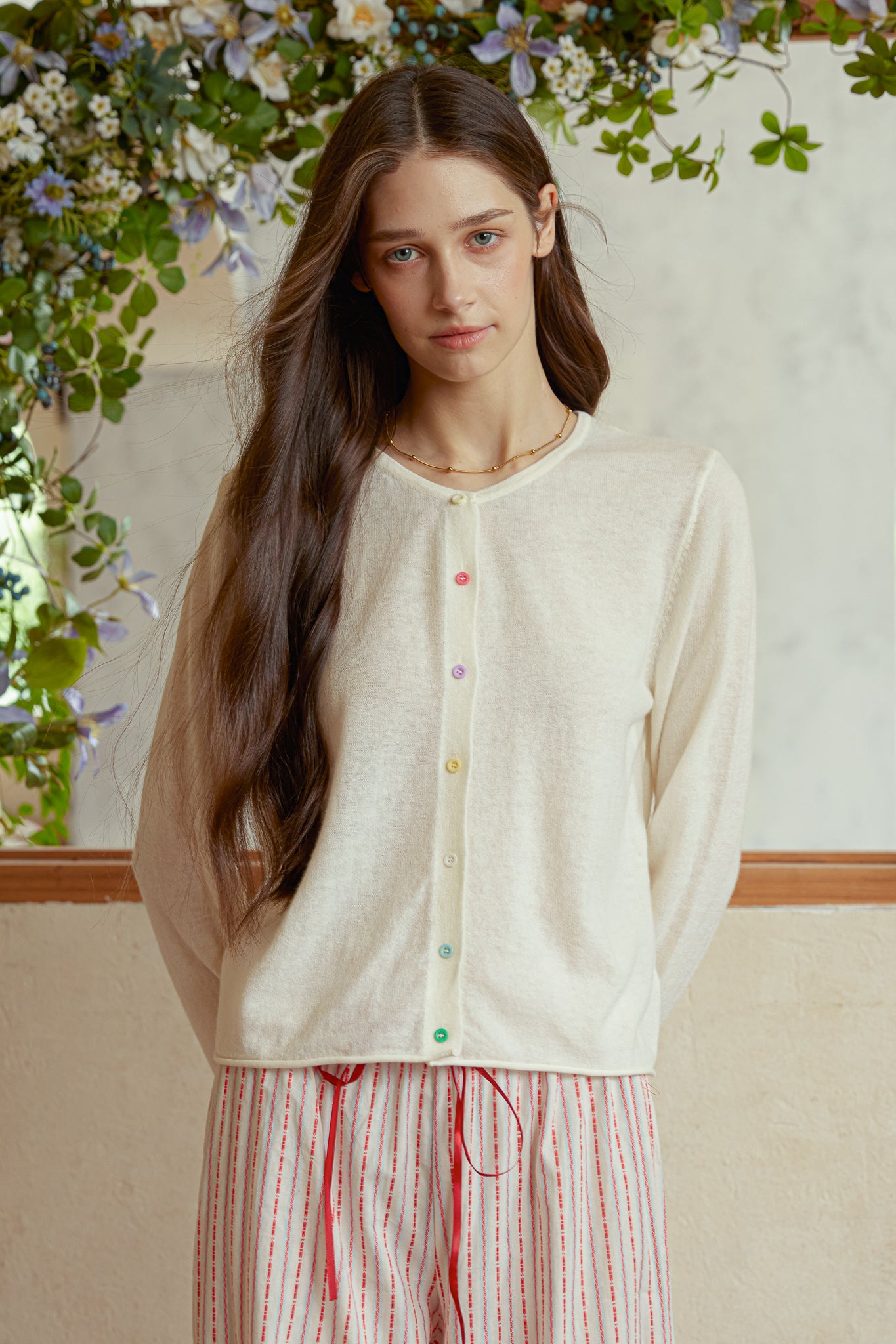 RP2964 - White Rainbow Button Cardigan (2S-2M-2L)