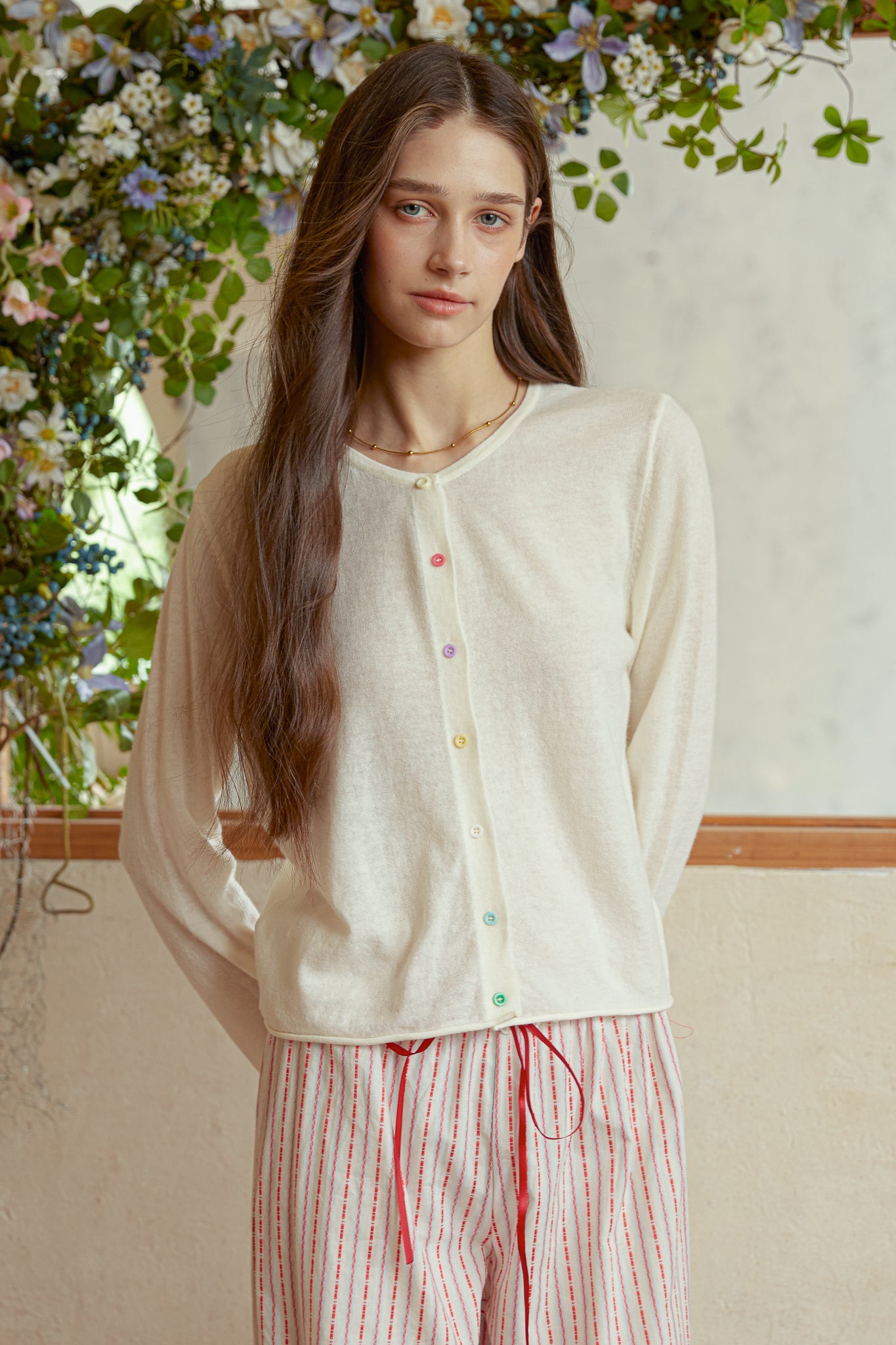 RP2964 - White Rainbow Button Cardigan (2S-2M-2L)