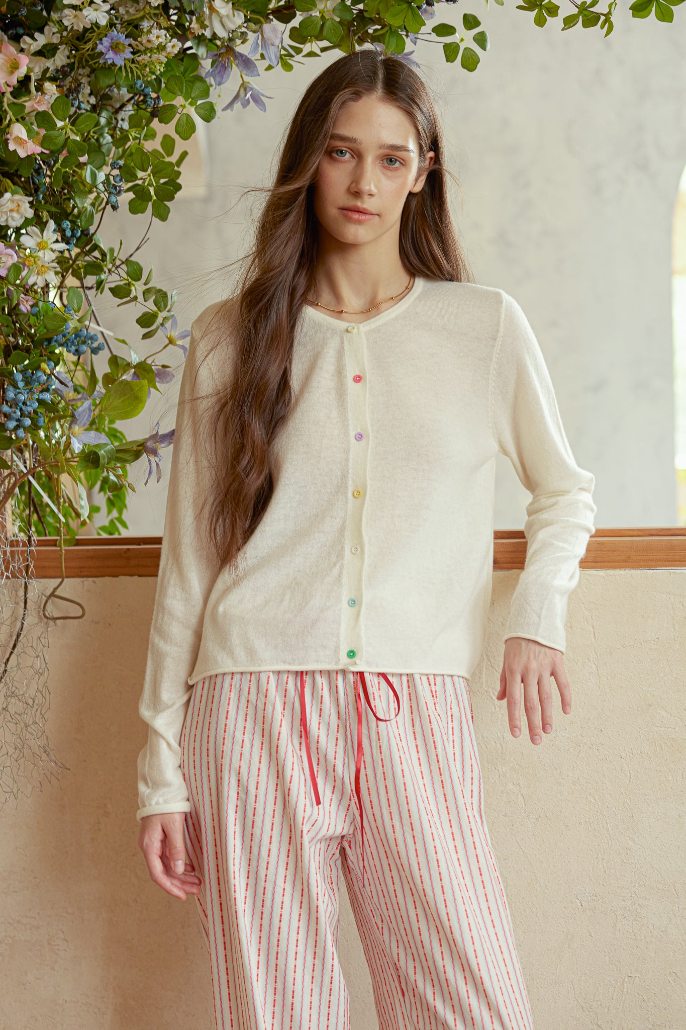 RP2964 - White Rainbow Button Cardigan (2S-2M-2L)