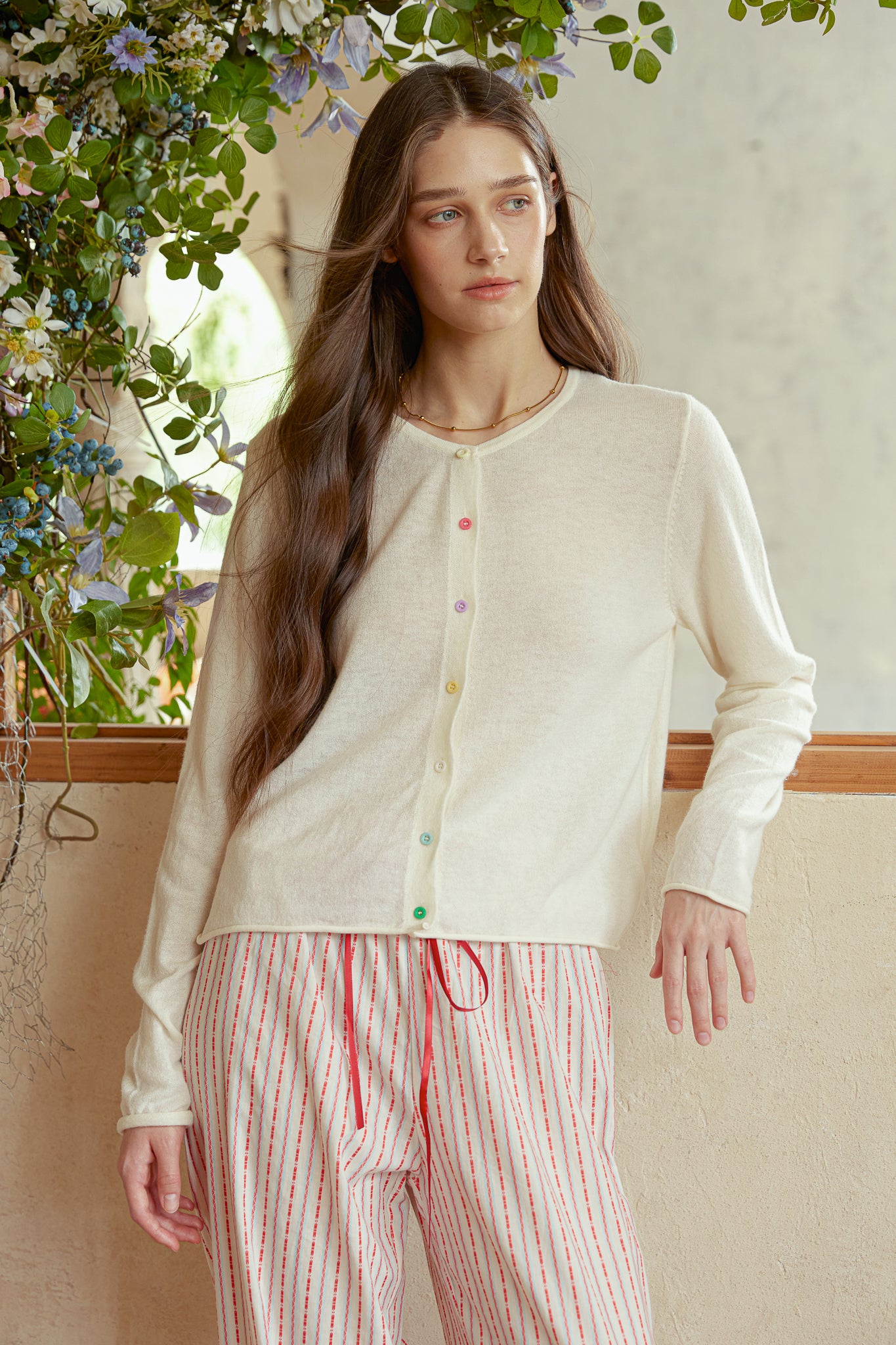 RP2964 - White Rainbow Button Cardigan (2S-2M-2L)