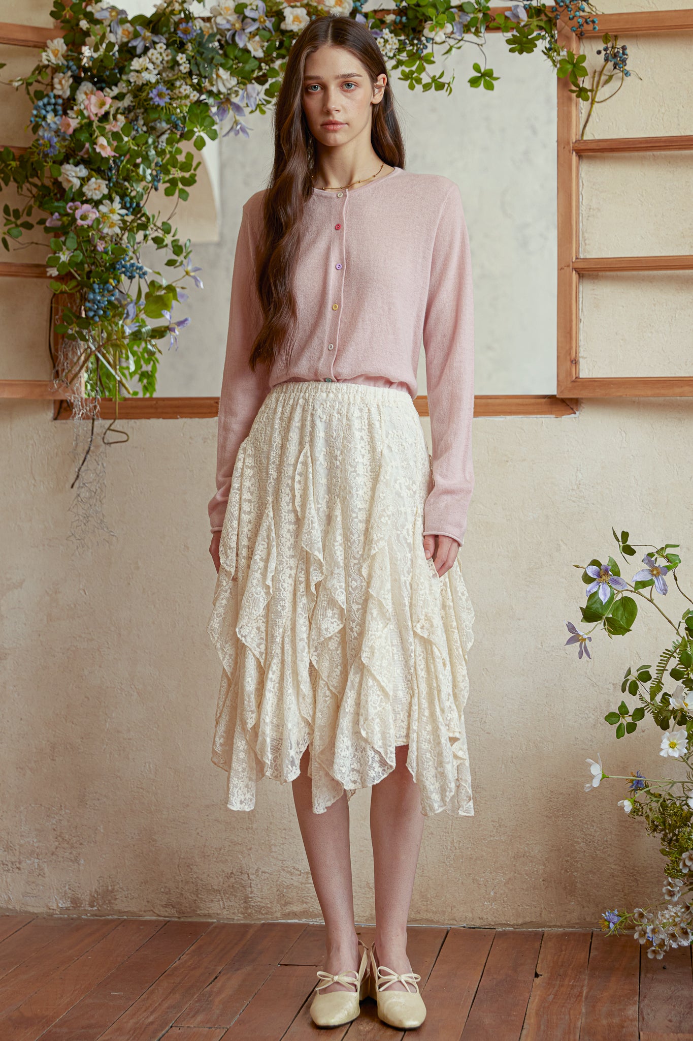 RP2983 - Ivory Lace Cascade Skirt (2S-2M-2L)