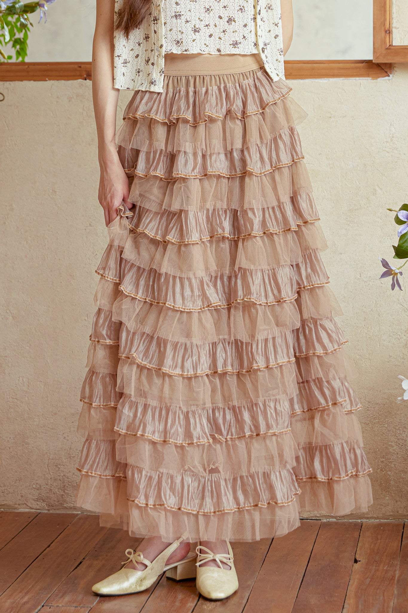RP2940 - Caramel Tulle Cascade Skirt (2S-2M-2L)
