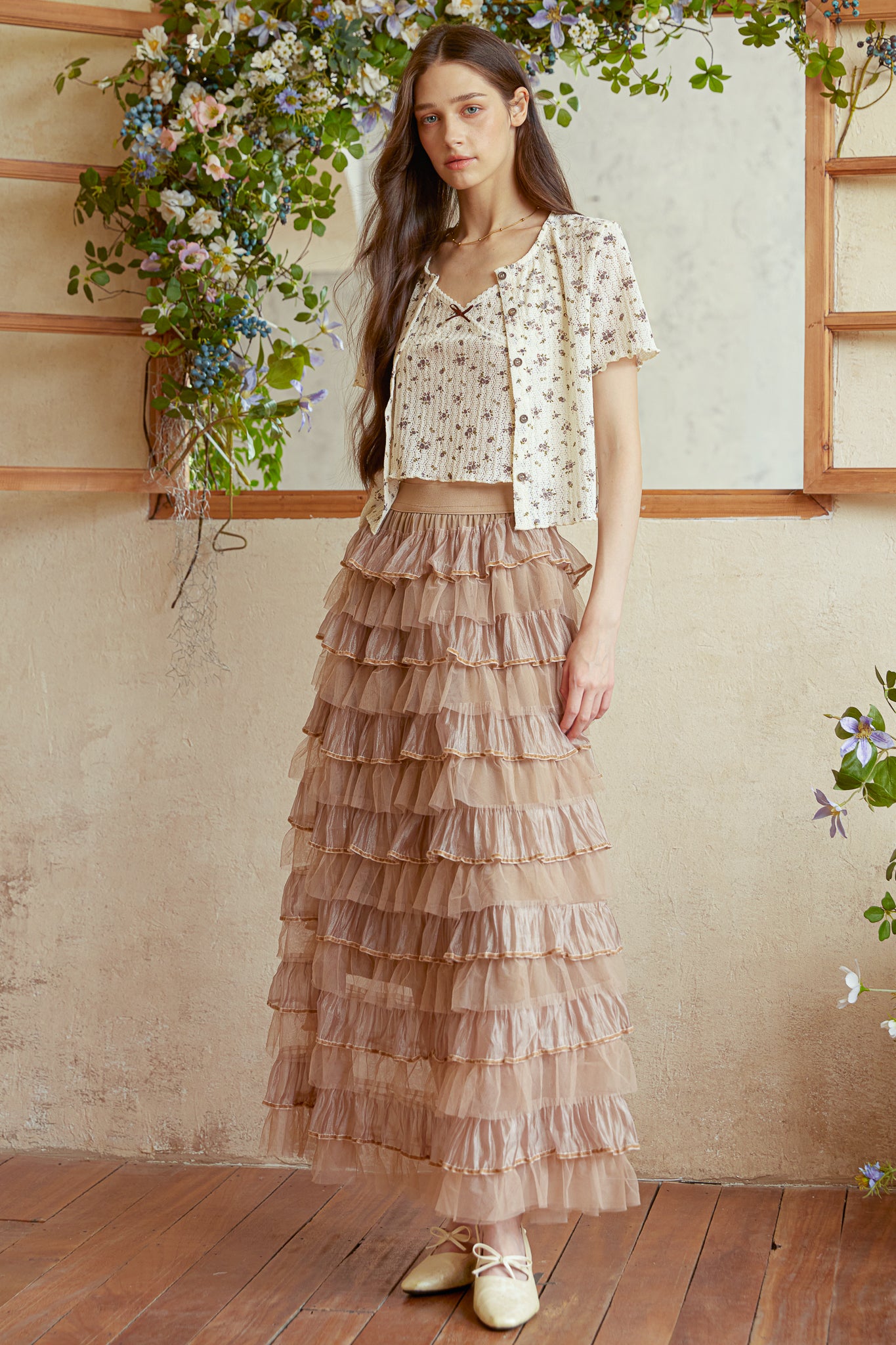 RP2940 - Caramel Tulle Cascade Skirt (2S-2M-2L)